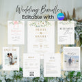 Minimalistic Wedding Invitation Bundle Template, Gold and White Elegant 5x7 Suite RSVP, Save The Date