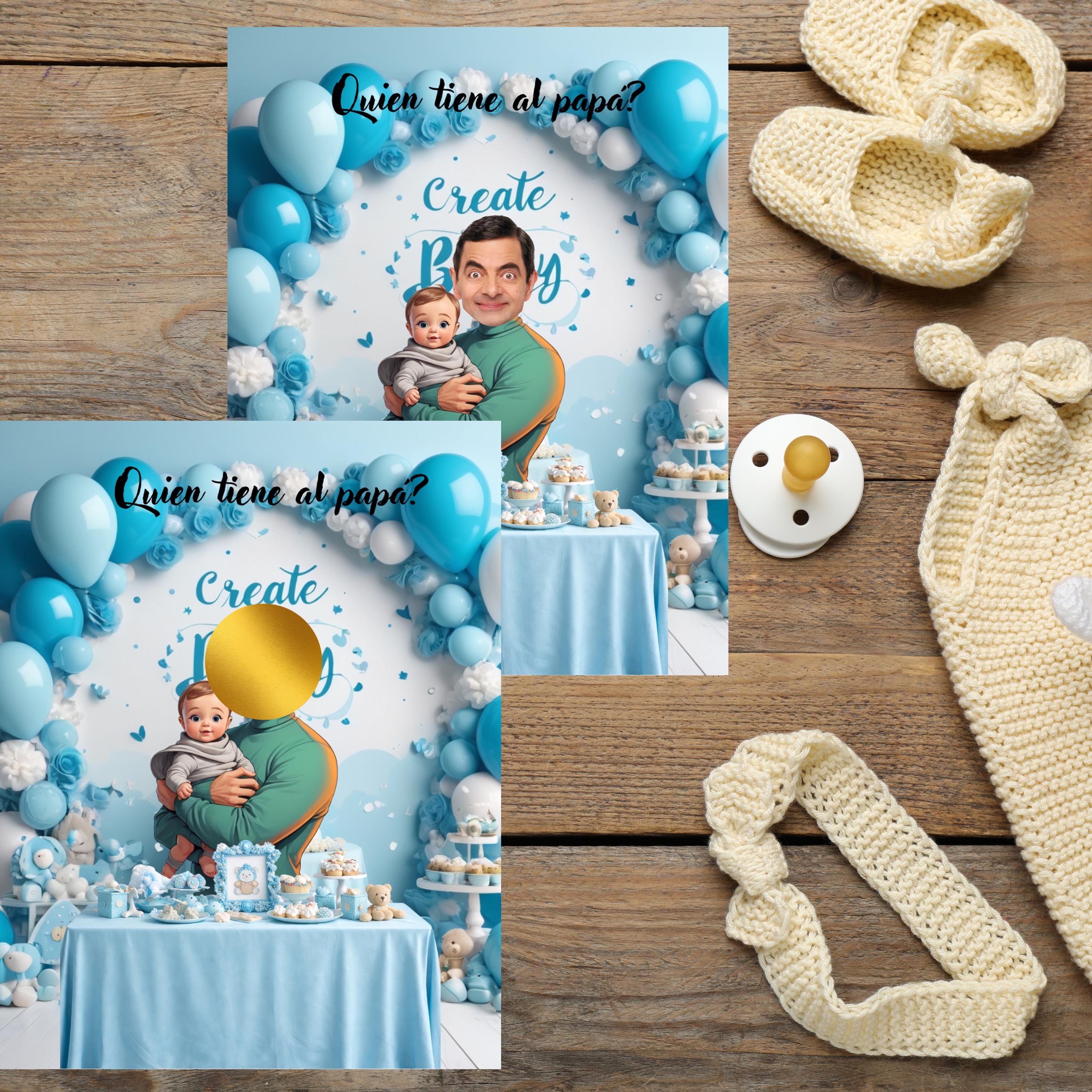 Baby Shower Game, Who Has Dad Spanish Cards, Blue Celebration Cards