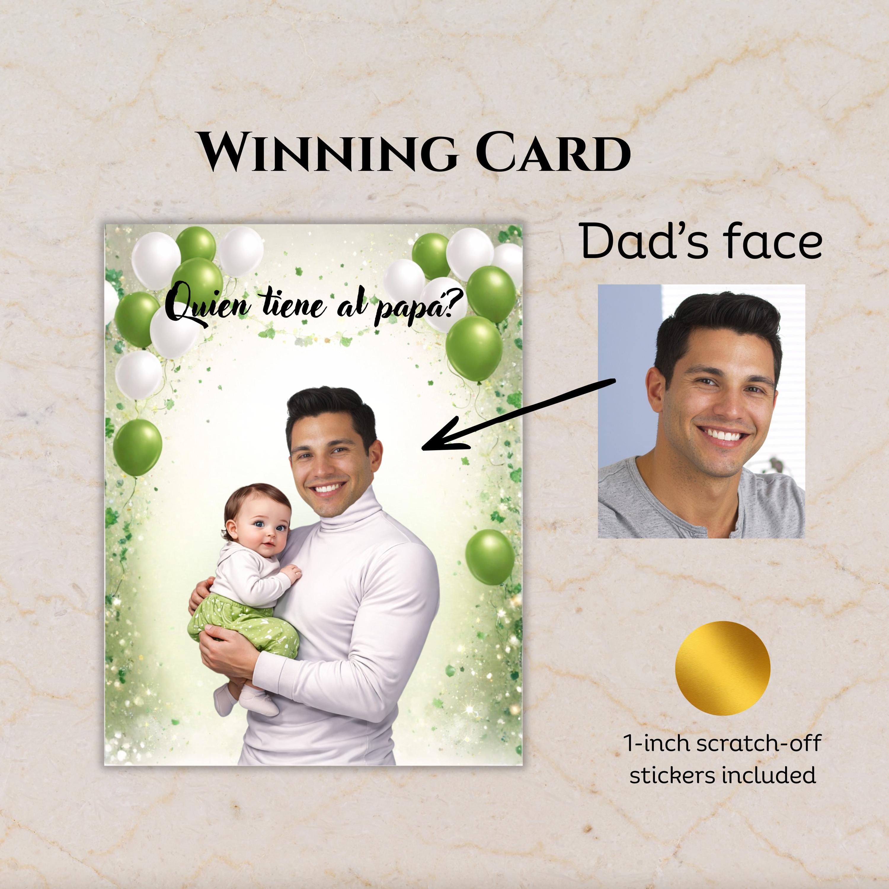 Baby Shower Game, Quien Tiene al Papa, Gender Reveal Activity, Gender Neutral Scratch Cards