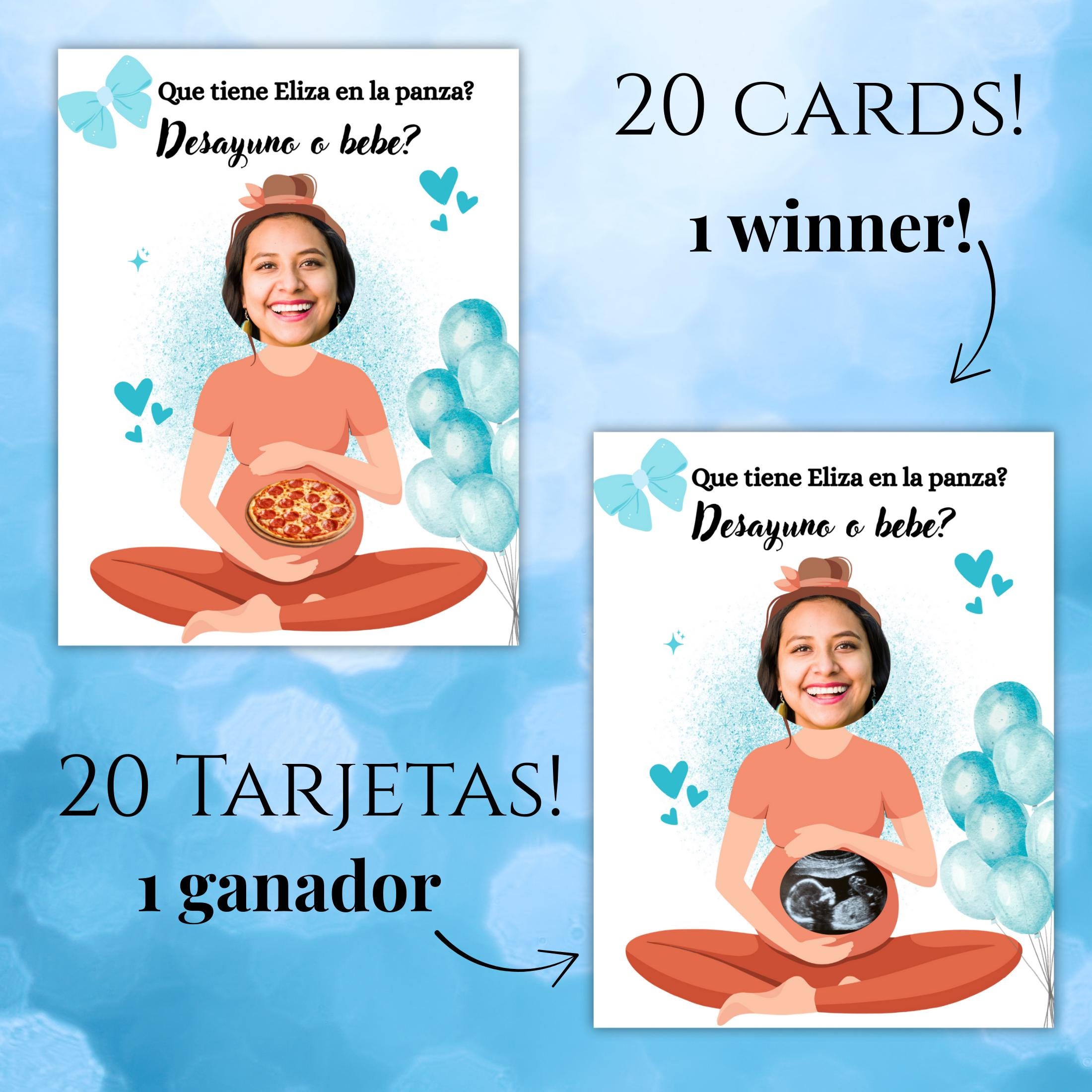 Baby Shower Game, "¿Desayuno o Bebé?" Scratch-off Cards (Spanish)
