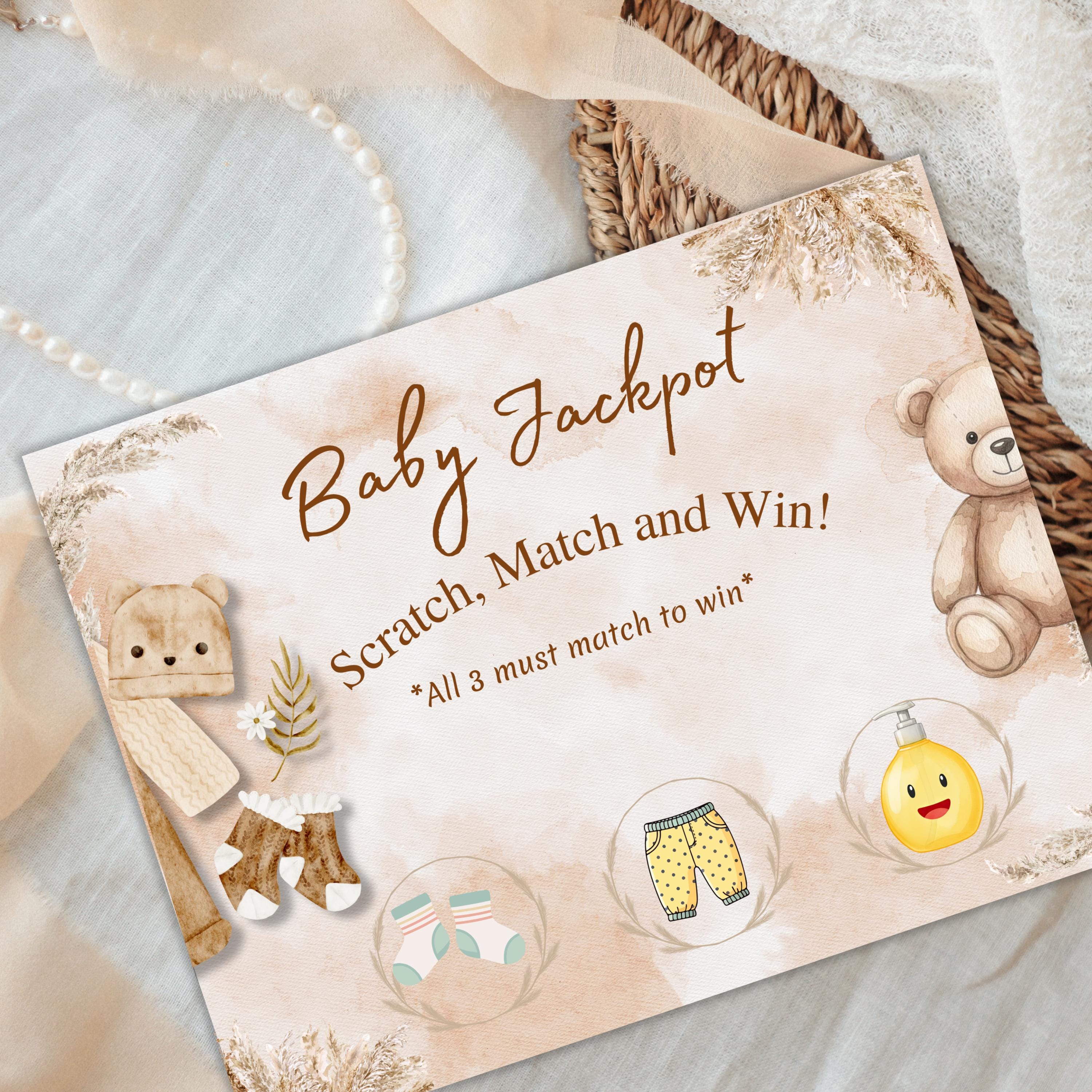 Baby Shower Scratch Off Game, Gender Neutral Jackpot, Baby Party Activity, Instant Download