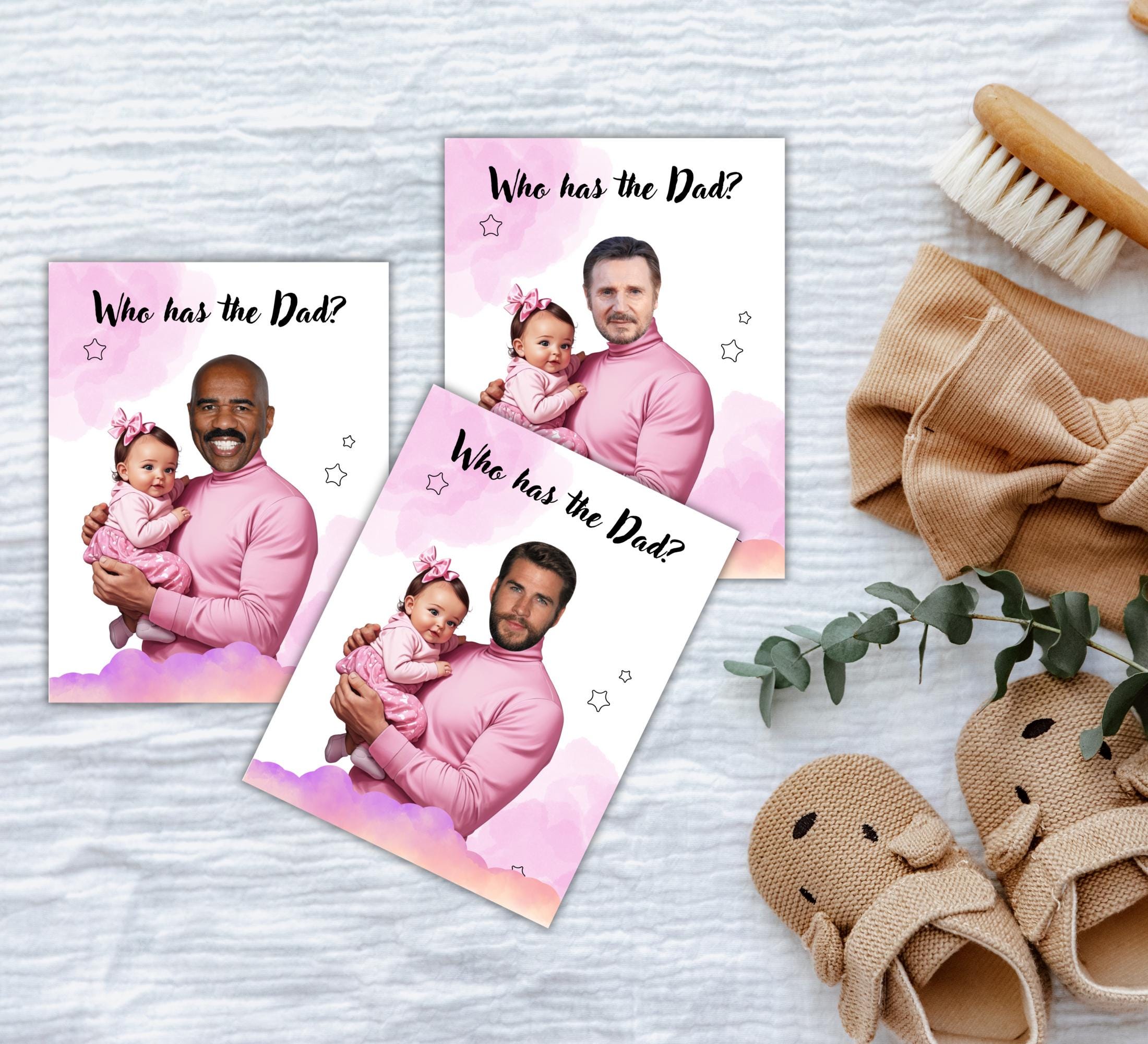 Baby Shower Game: Who Has the Dad? - Girl Edition (Printable PDF Cards)