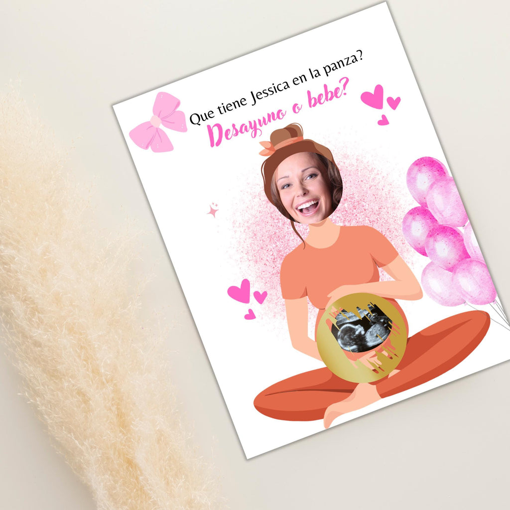 Personalized Spanish Baby Shower Game, Quien Tiene al Bebe Scratch Cards