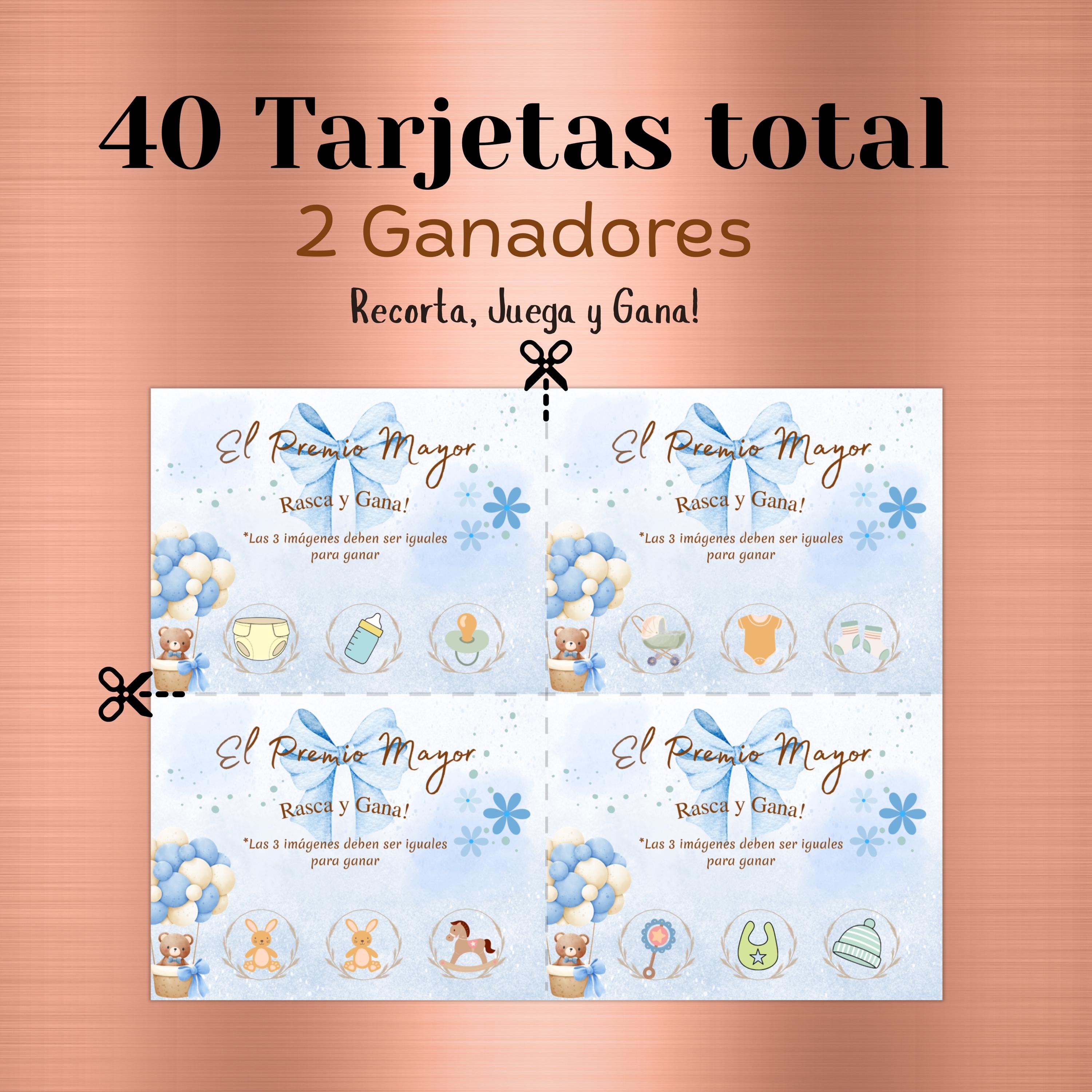 Spanish Baby Shower Jackpot, El Premio Mayor Scratch-Off Cards, Blue Baby Boy Party Game