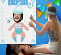 Funny Baby Shower Game: Feed the Baby Poster, Blue Theme (Digital Download) Face Cut Out