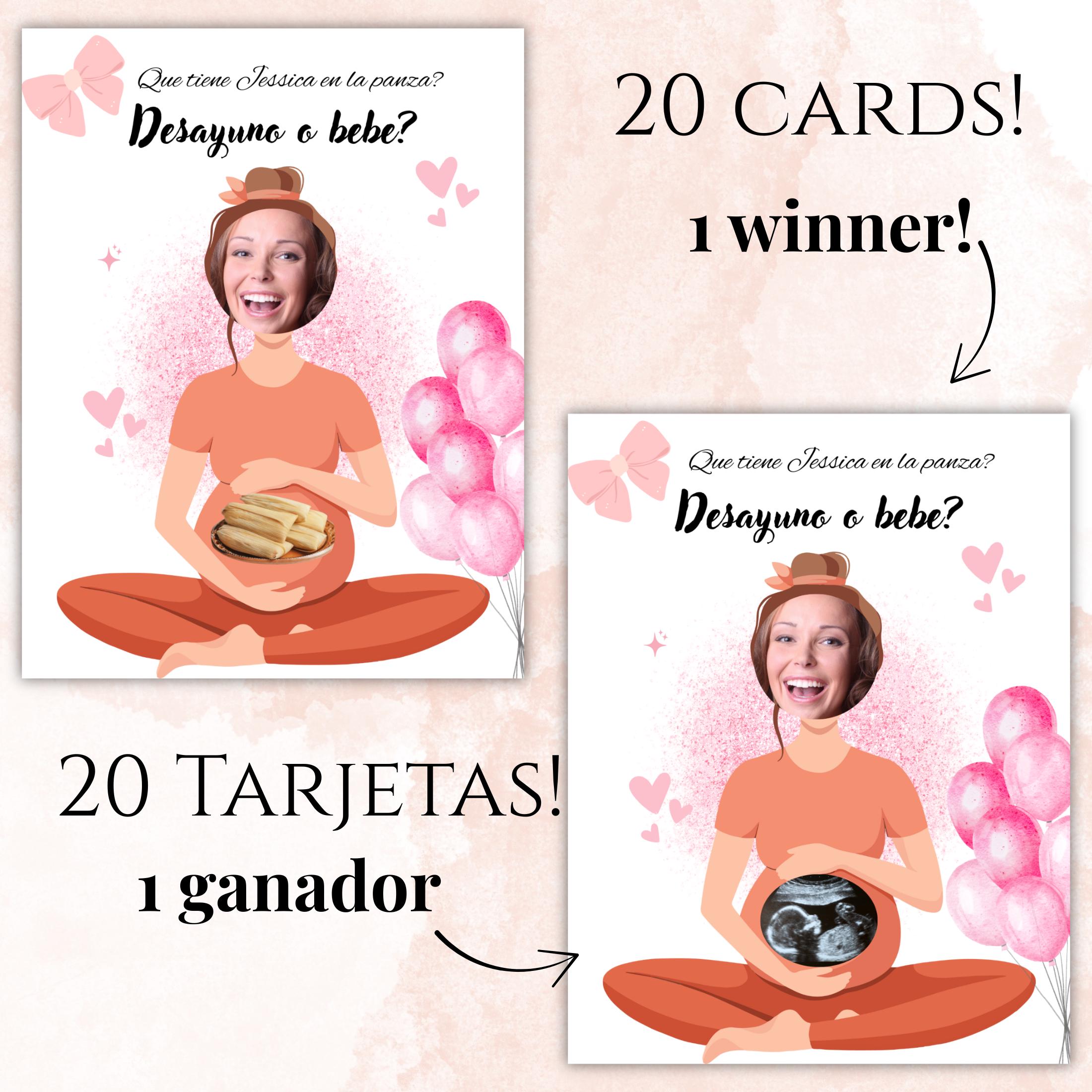 Baby Shower Game, "¿Bebé o Desayuno?" Scratch-Off Cards, Girl Party Game (Digital Download)