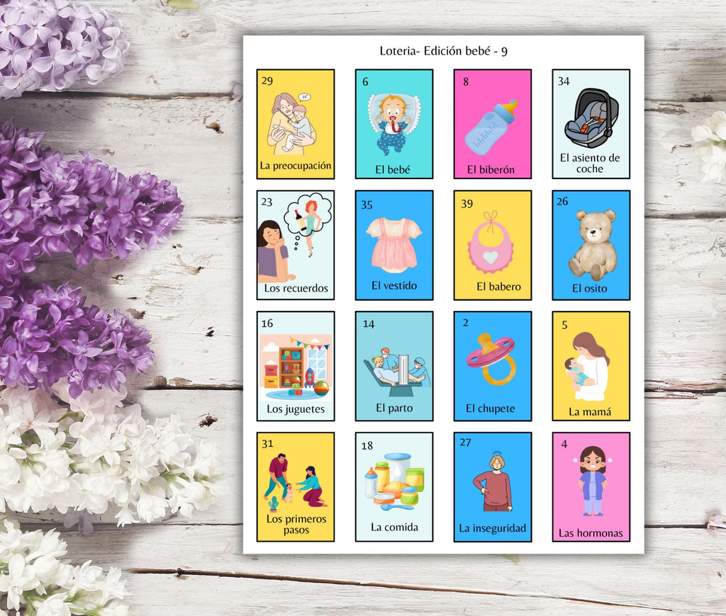 Baby Shower Loteria Game: 32 Boards (Digital Download)