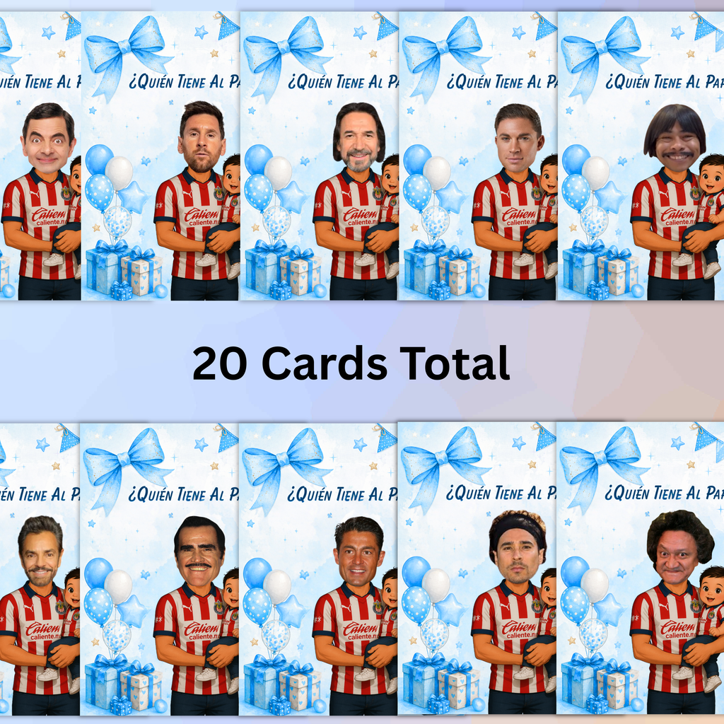 Quien Tiene Al Papa, Baby Shower Game For Boy Featuring Las Chivas Soccer Jersey, Who Has The Dad Blue Scratch Off Cards For Soccer Fanatics