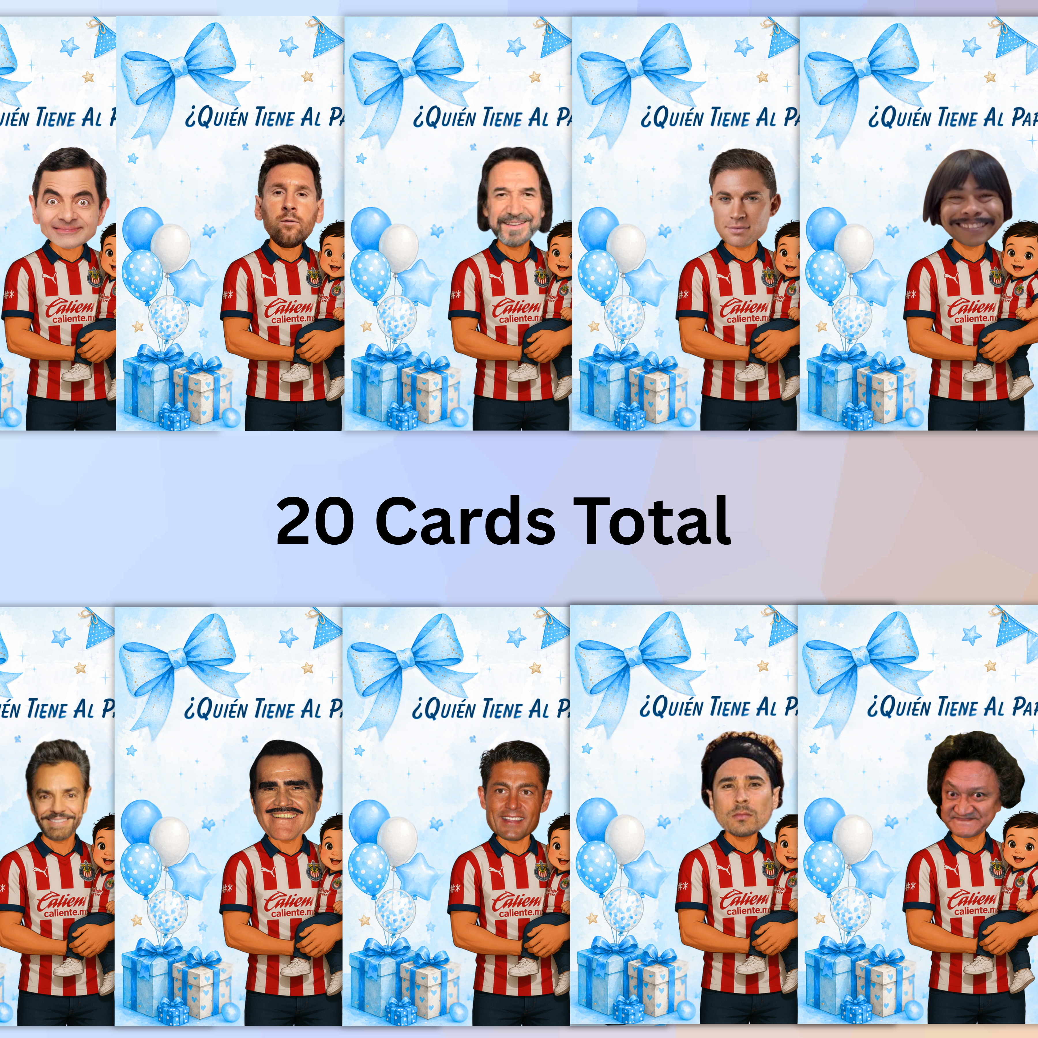 Quien Tiene Al Papa, Baby Shower Game For Boy Featuring Las Chivas Soccer Jersey, Who Has The Dad Blue Scratch Off Cards For Soccer Fanatics