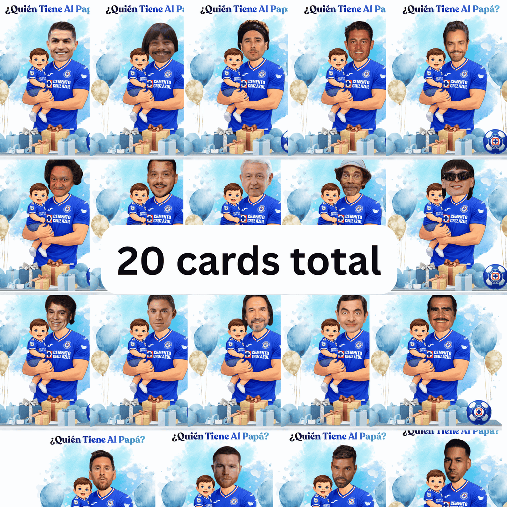 Quien Tiene Al Papá Baby Shower Game, Cruz Azul soccer Jersey Baby Boy Shower Scratch off Cards, Spanish Baby Shower Game