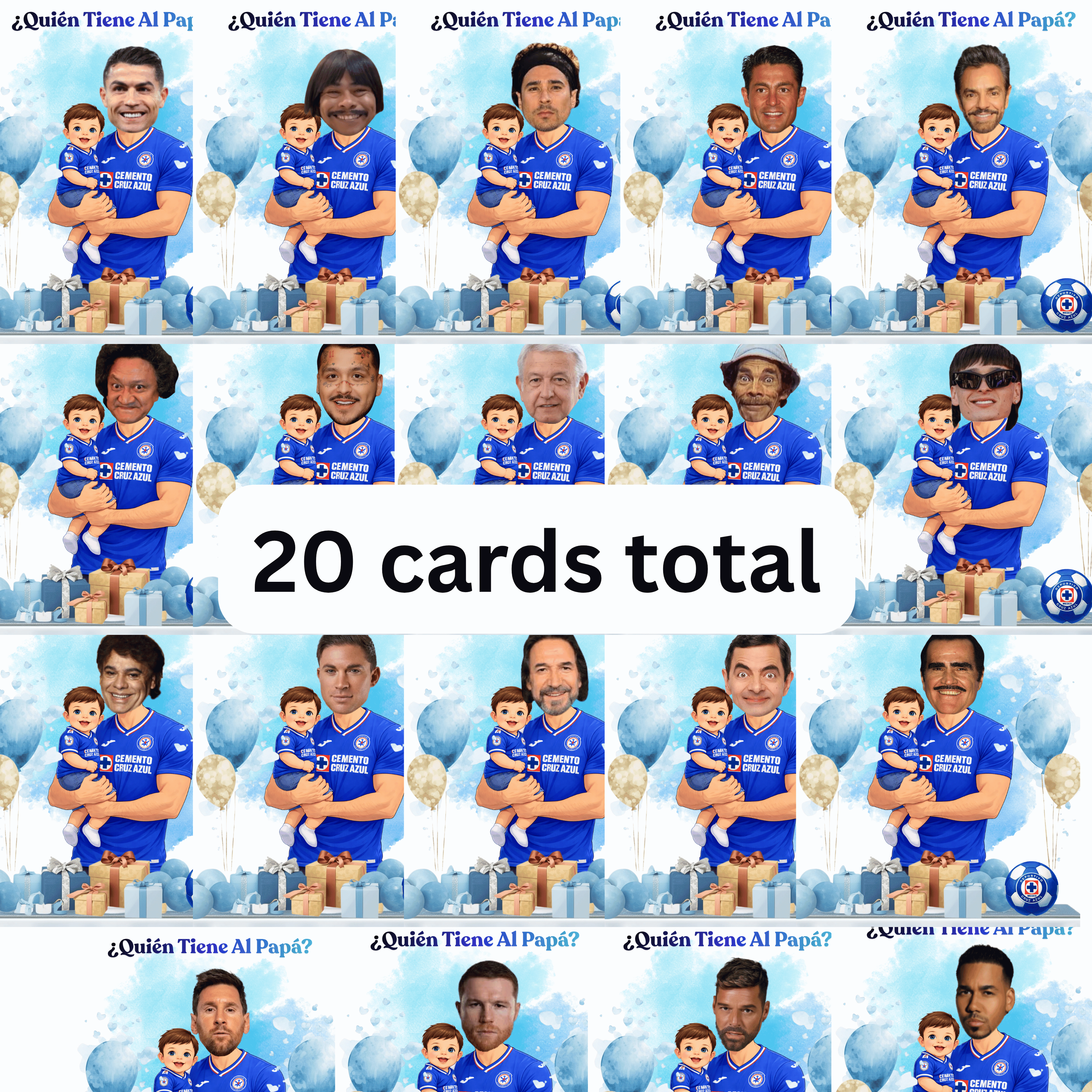 Quien Tiene Al Papá Baby Shower Game, Cruz Azul soccer Jersey Baby Boy Shower Scratch off Cards, Spanish Baby Shower Game