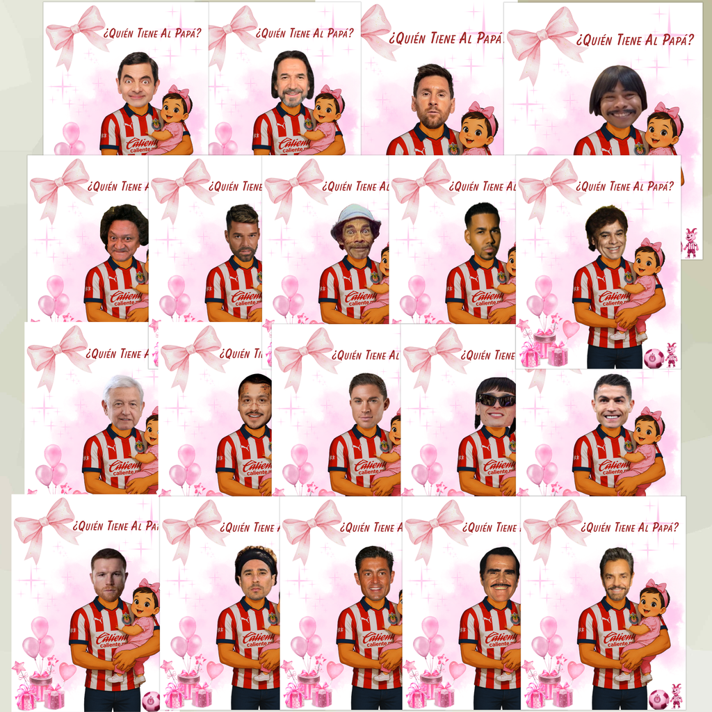 Quien Tiene Al Papa Pink Baby Shower Game, Las Chivas Soccer Jersey Girl Shower Game For Soccer Fanatics