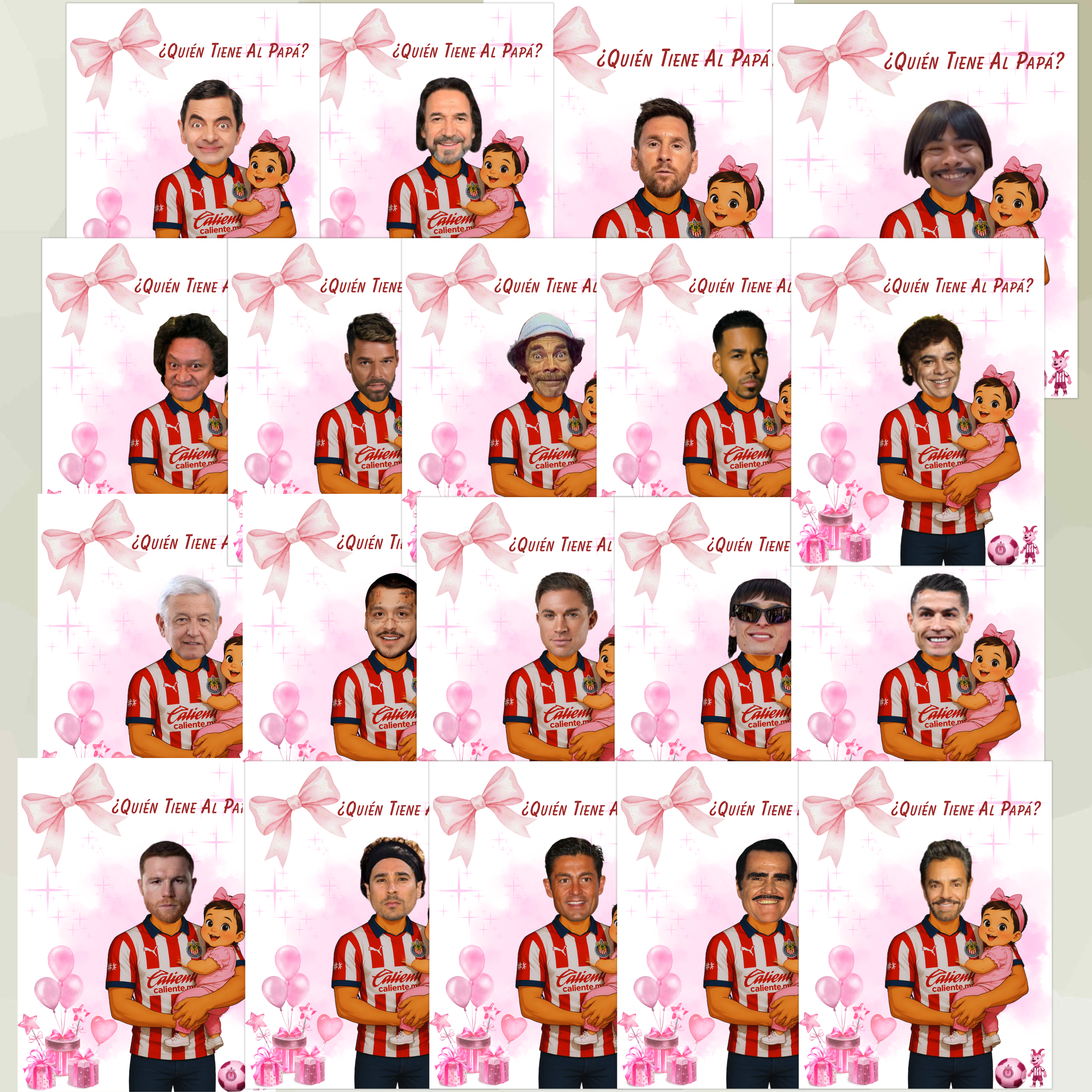 Quien Tiene Al Papa Pink Baby Shower Game, Las Chivas Soccer Jersey Girl Shower Game For Soccer Fanatics