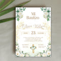 Baptism Invitation, Invitacion de Bautizo, Floral Boho Elegant Invitation for Religious Event