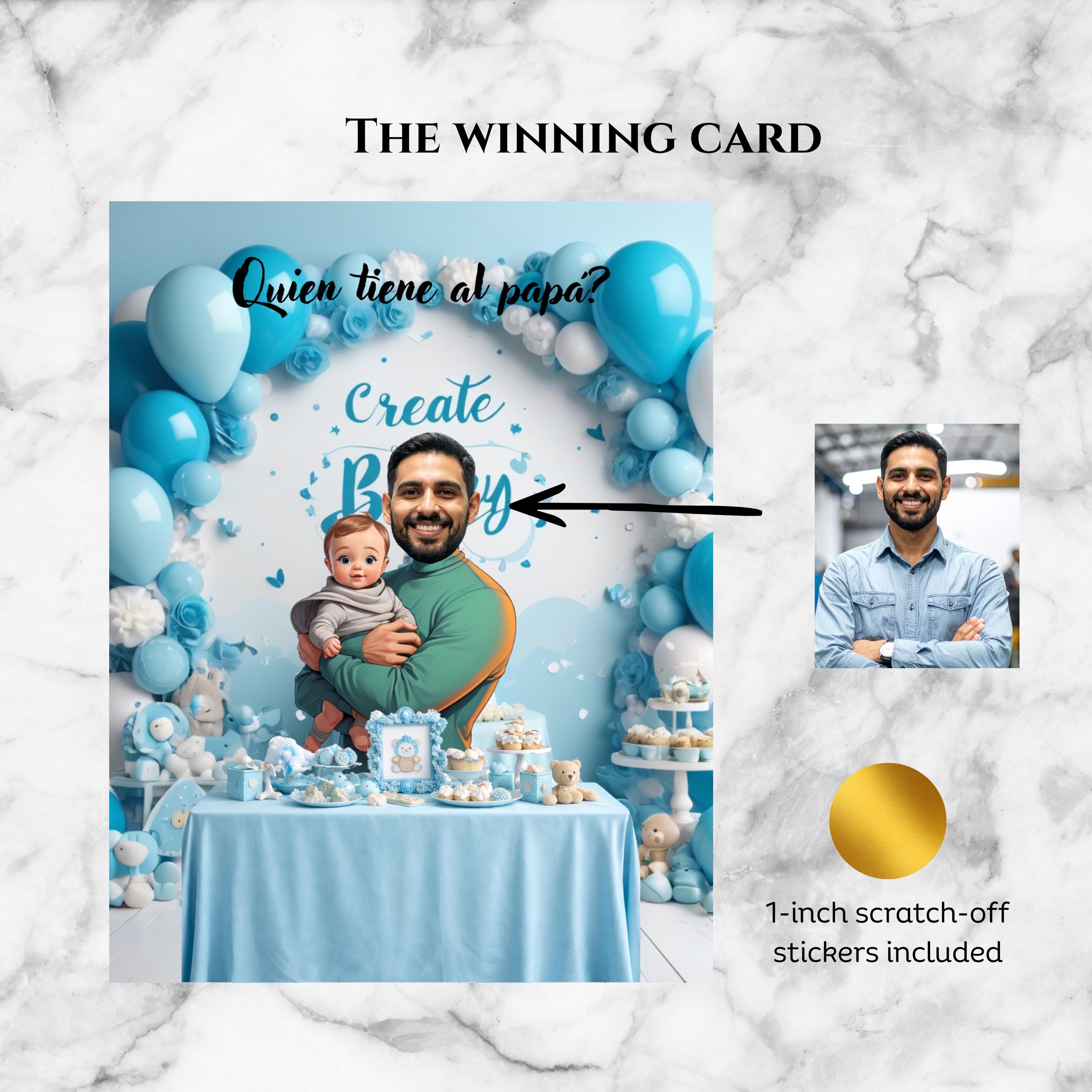 Baby Shower Game, Who Has Dad Spanish Cards, Blue Celebration Cards