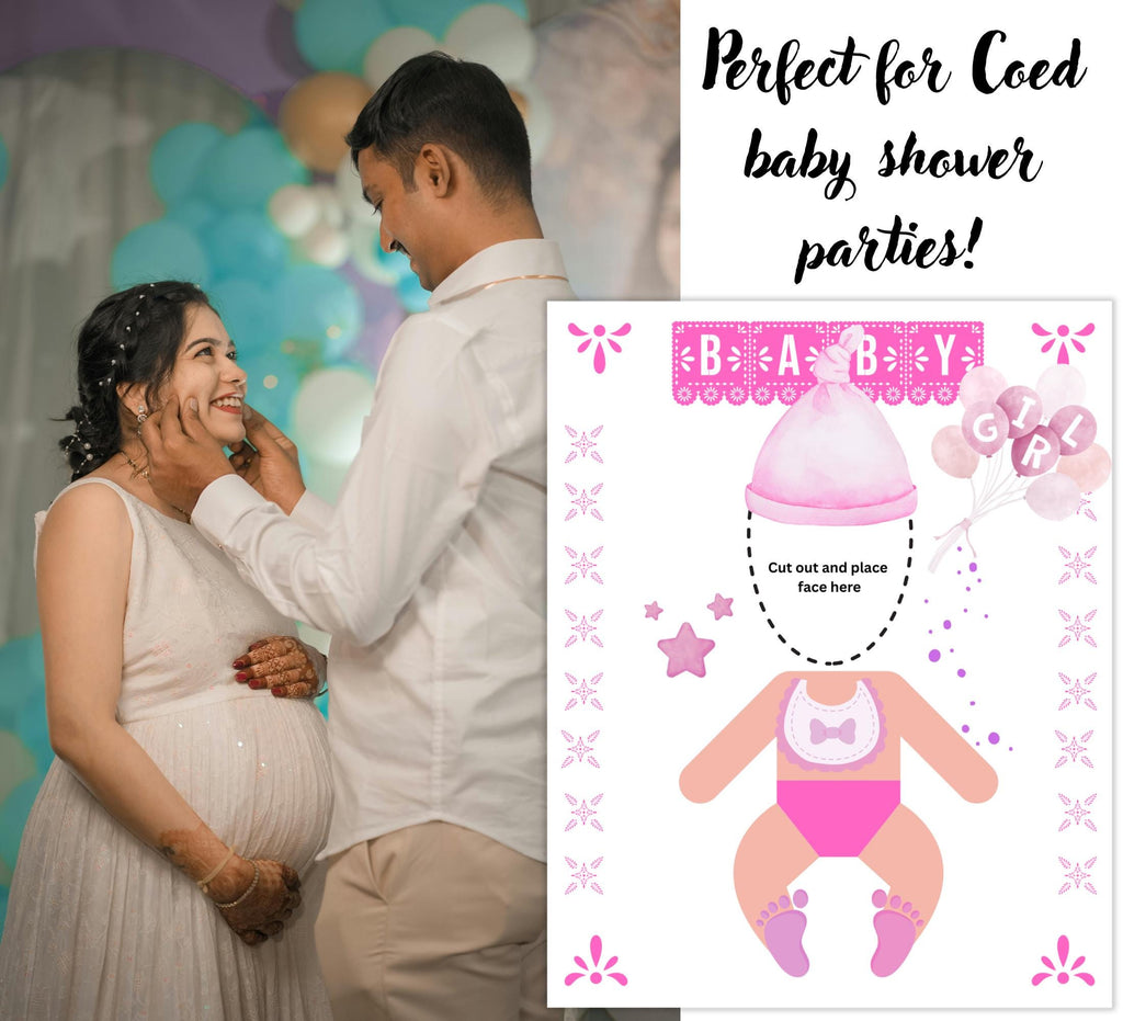 Funny Baby Shower Face Cut Out Game, Feed The Baby Faceless Poster Digital Download