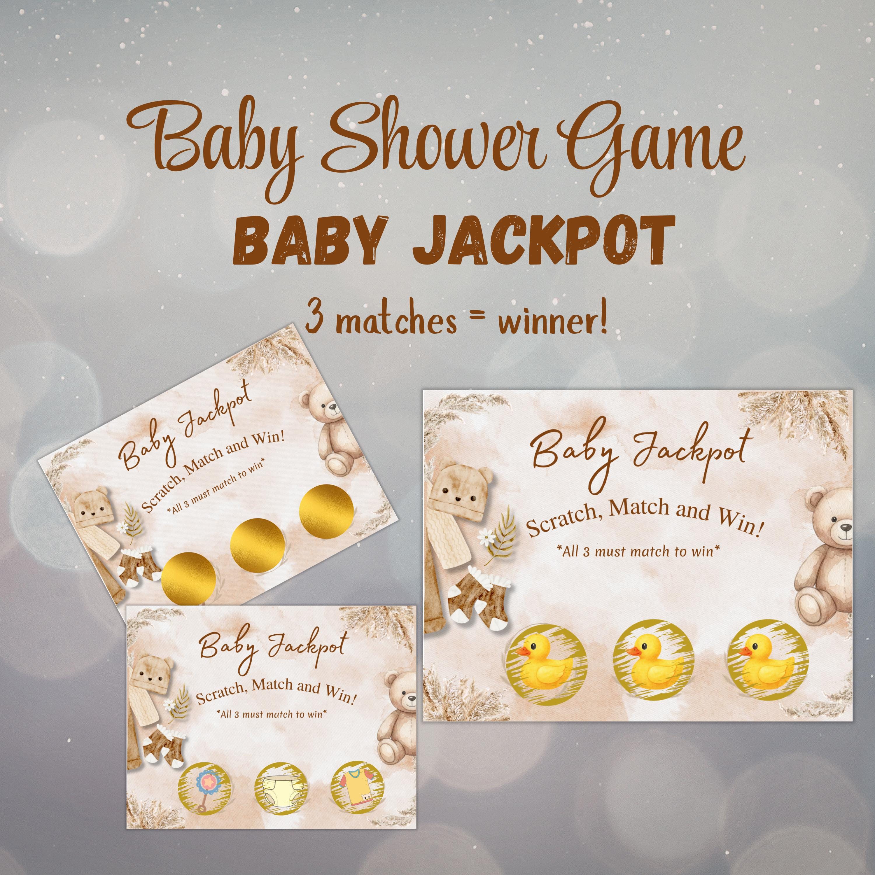 Baby Shower Scratch Off Game, Gender Neutral Jackpot, Baby Party Activity, Instant Download