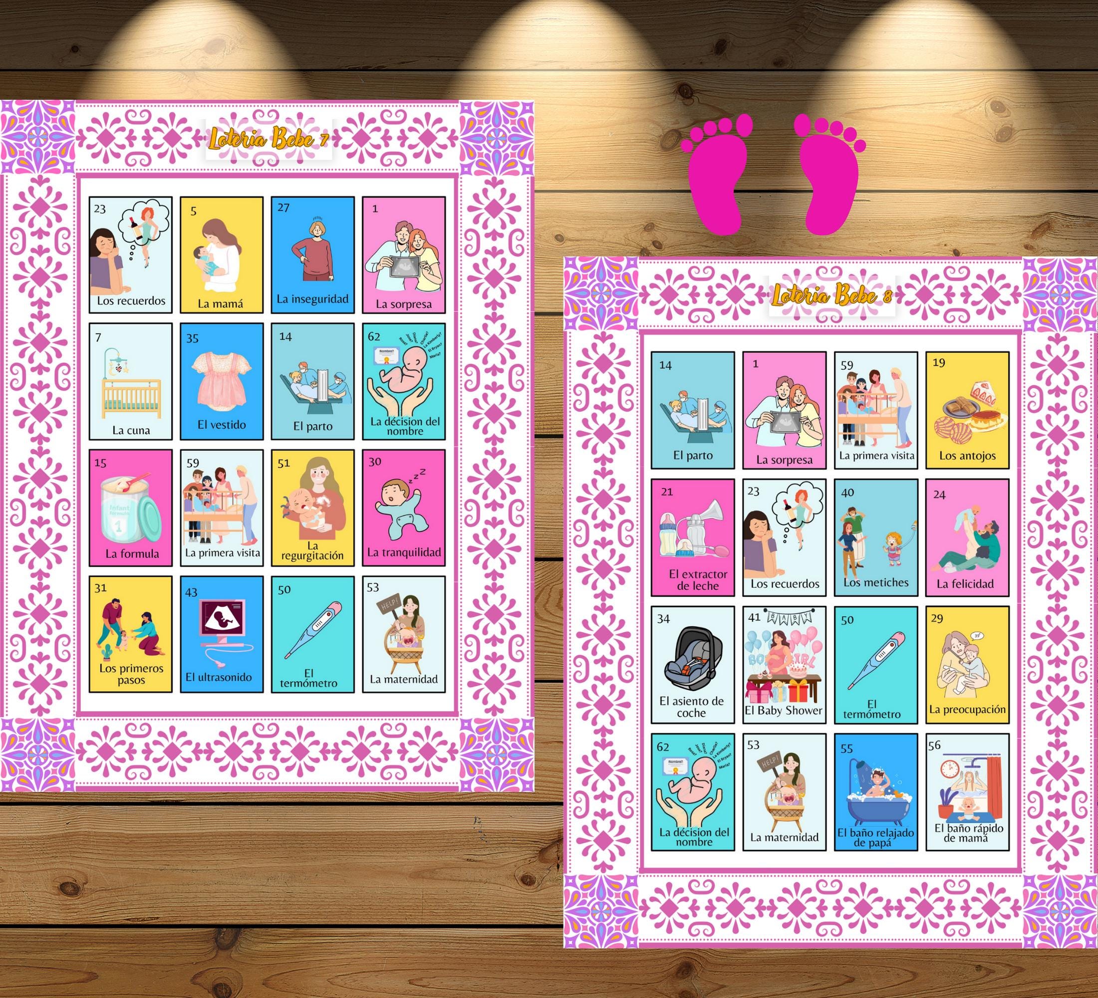 Loteria Baby Shower Game: Mexican Talavera Theme, Pink Cielito Lindo (PDF Downloadable Files)