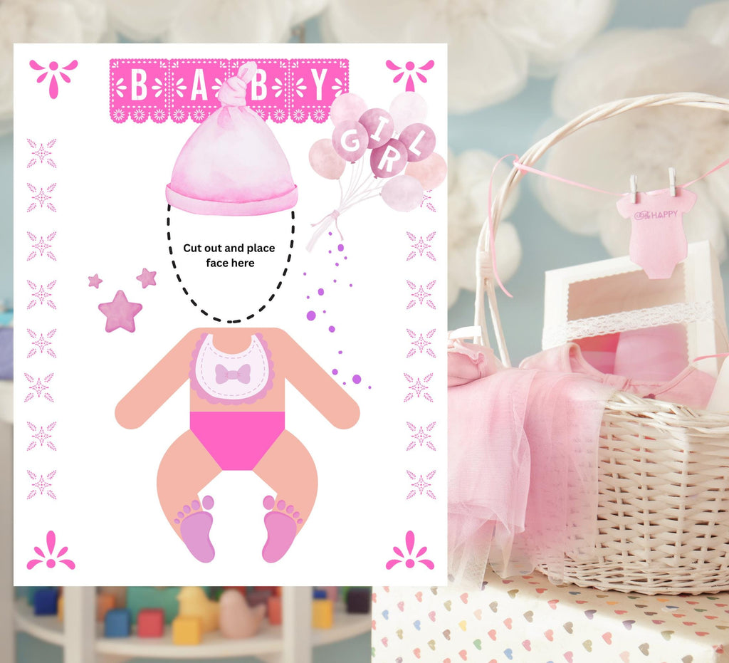 Funny Baby Shower Face Cut Out Game, Feed The Baby Faceless Poster Digital Download
