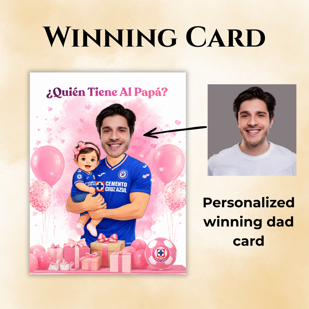 Baby Shower Quien Tiene Al Papá Featuring El Cruz Azul Soccer Jersey, Spanish Who Has The Dad Scratch off Game