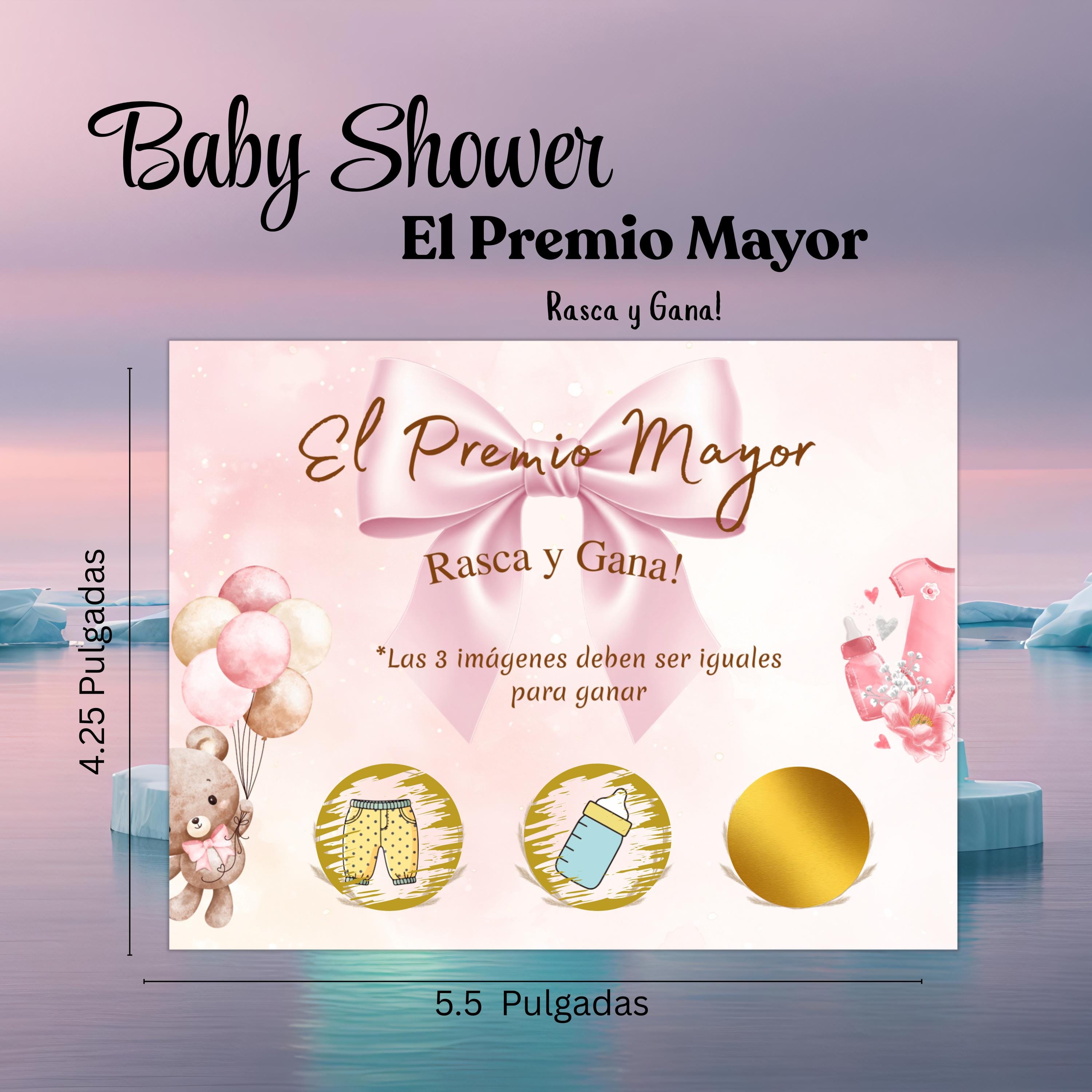 Baby Shower Spanish Game, El Premio Mayor Jackpot, Blue Tone Scratch-off Cards For Boy