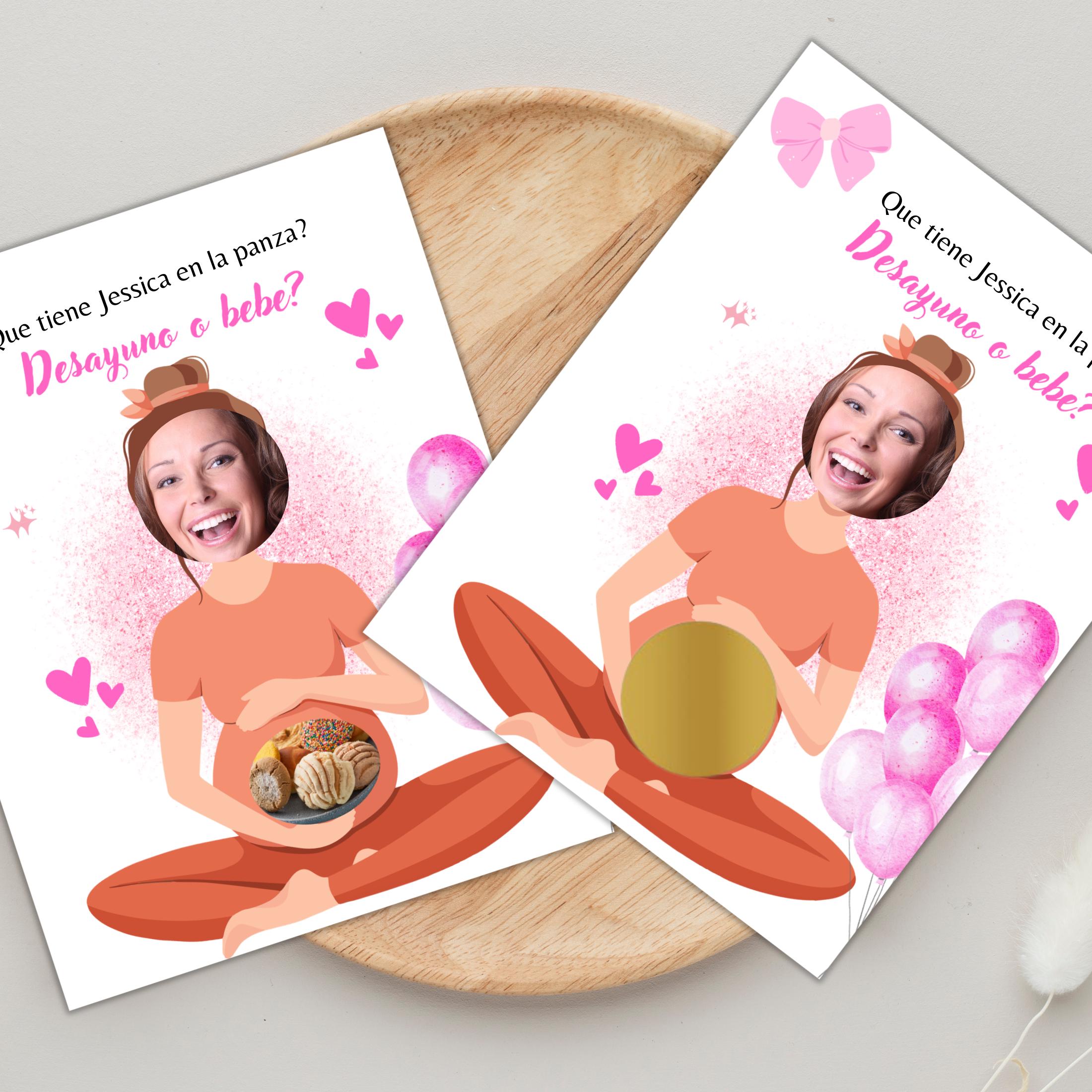 Personalized Spanish Baby Shower Game, Quien Tiene al Bebe Scratch Cards