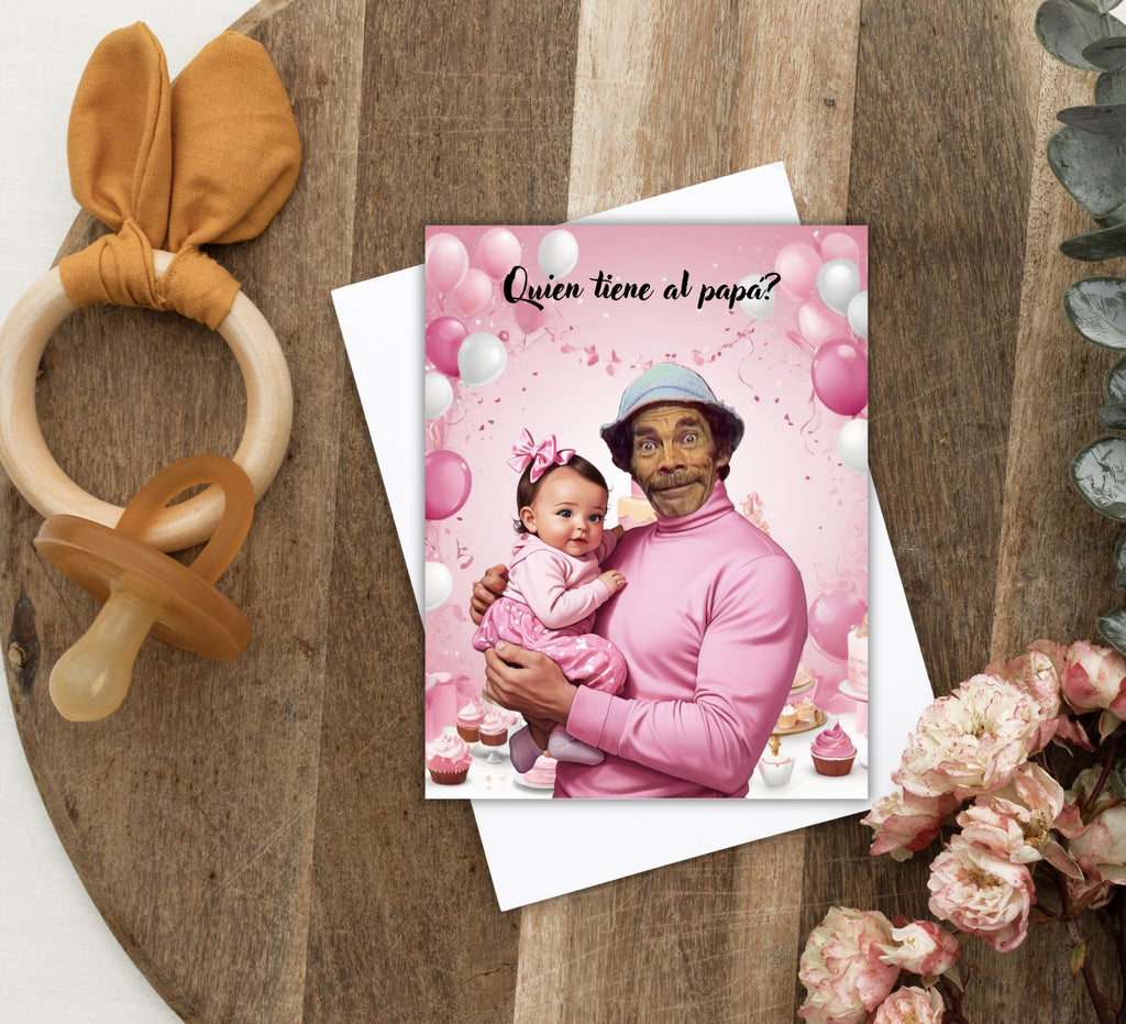 Quien Tiene al Papá Baby Shower Game, Who Has The Dad Spanish Pink Scratch-off Cards