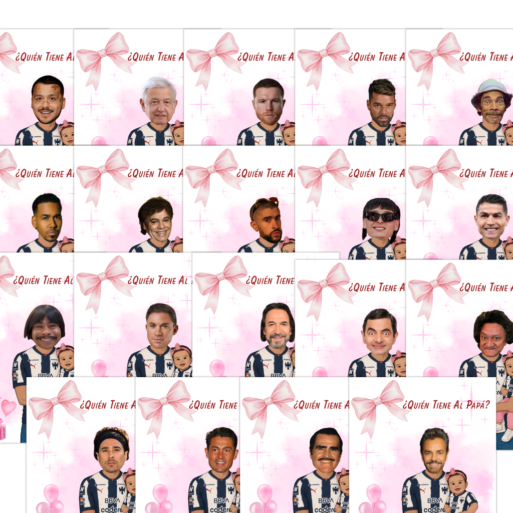 Baby Shower Game Quien Tiene Al Papá? Los Rayados Baby Daddy Personalized Cards, Who Has The Dad Spanish Baby Shower Game