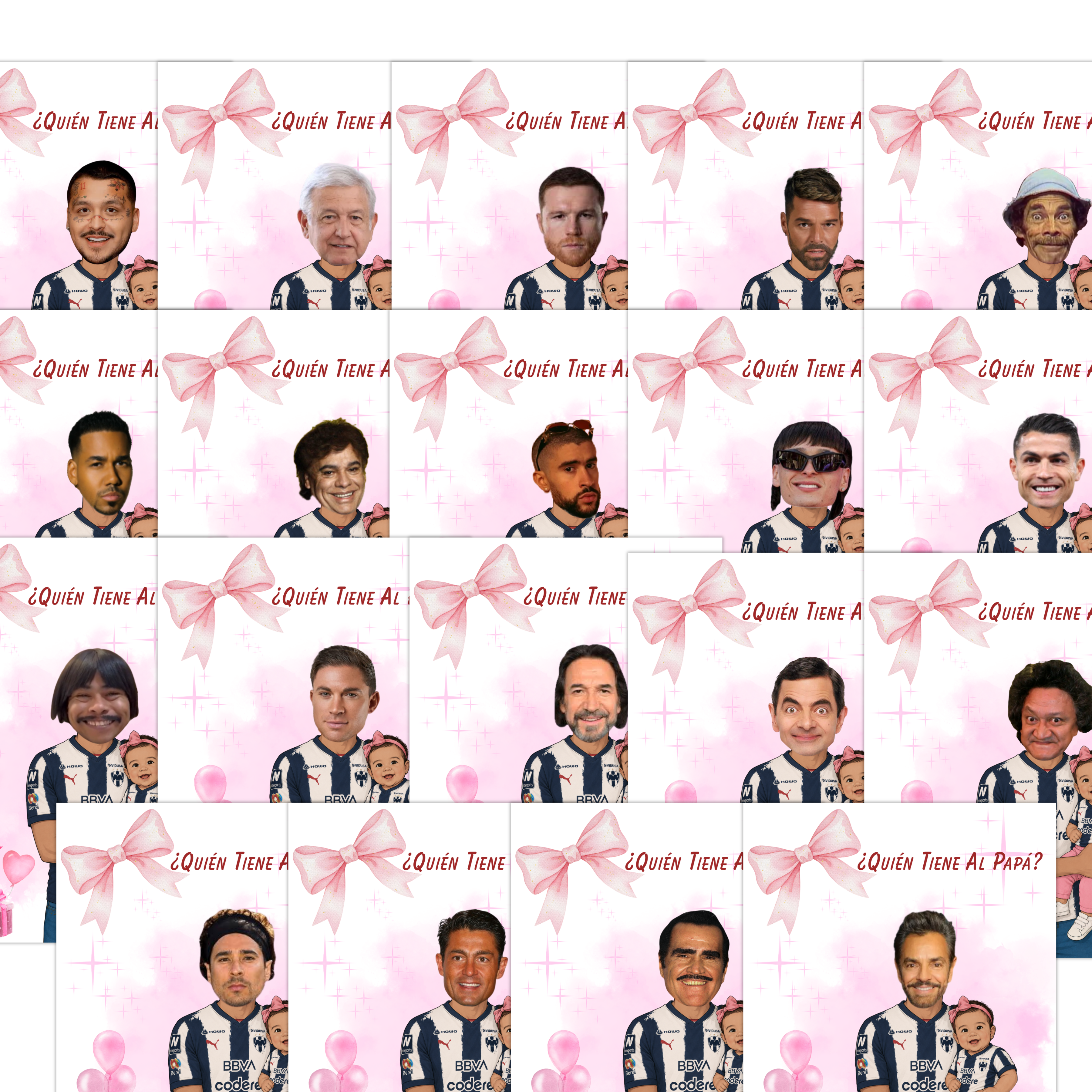Baby Shower Game Quien Tiene Al Papá? Los Rayados Baby Daddy Personalized Cards, Who Has The Dad Spanish Baby Shower Game