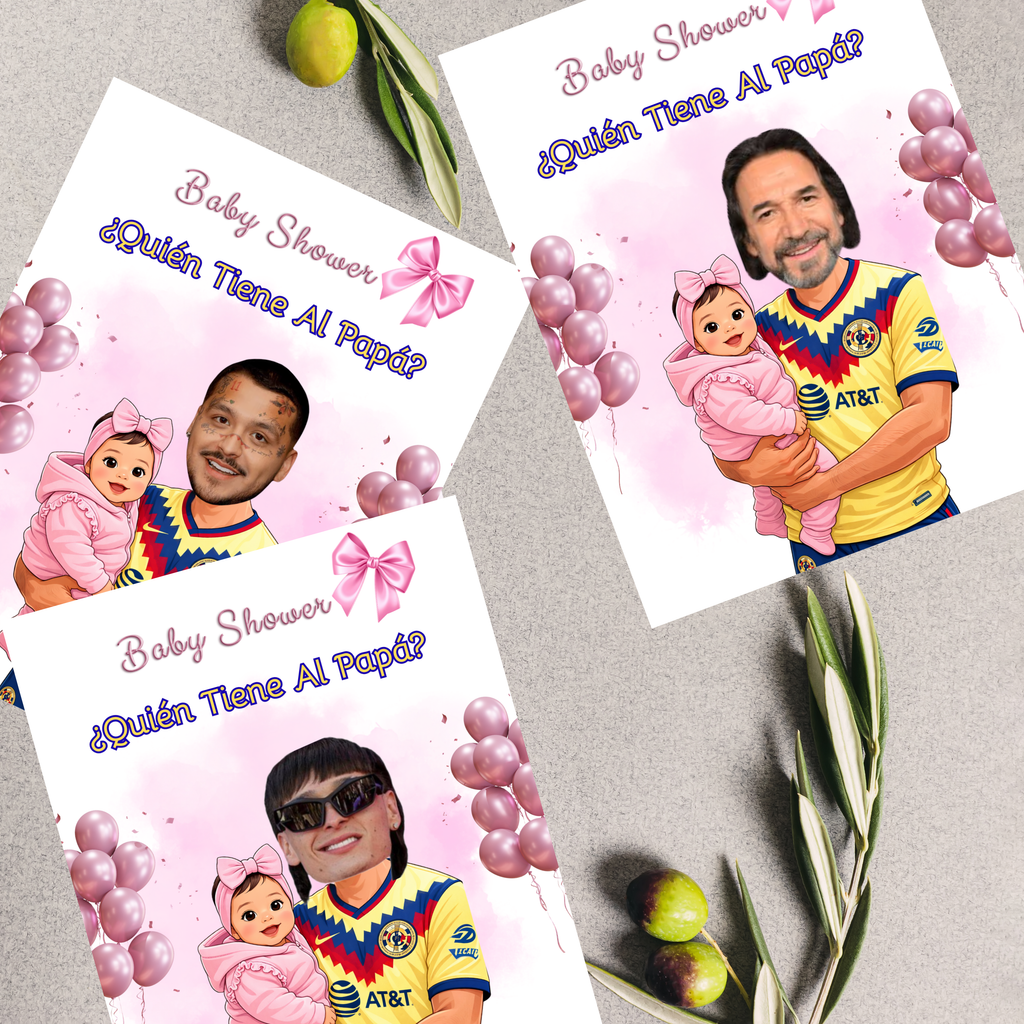 Quien Tiene Al Papá Baby Shower Game Featuring El America Soccer Jersey, Pink Who Has The Dad Scratch off Cards For Baby Girl Shower
