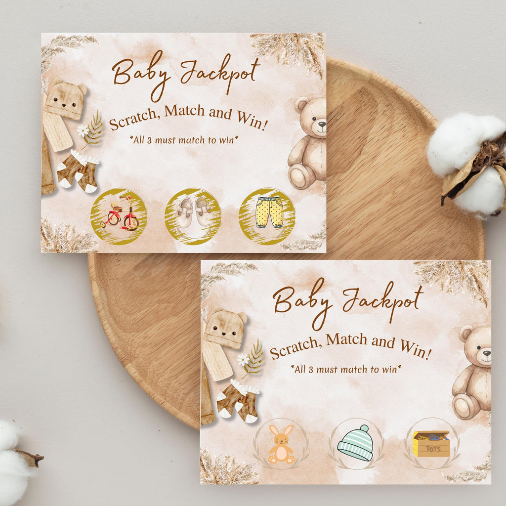 Juego de Baby Shower, Jackpot Game, Boho Gender Neutral Baby Activity, Digital Download