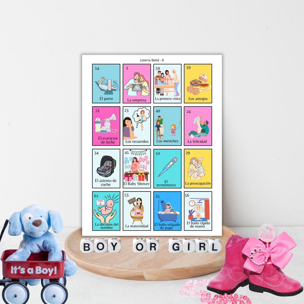 Loteria Baby Shower Game: 32 Boards, 64 Cards (Digital Download)