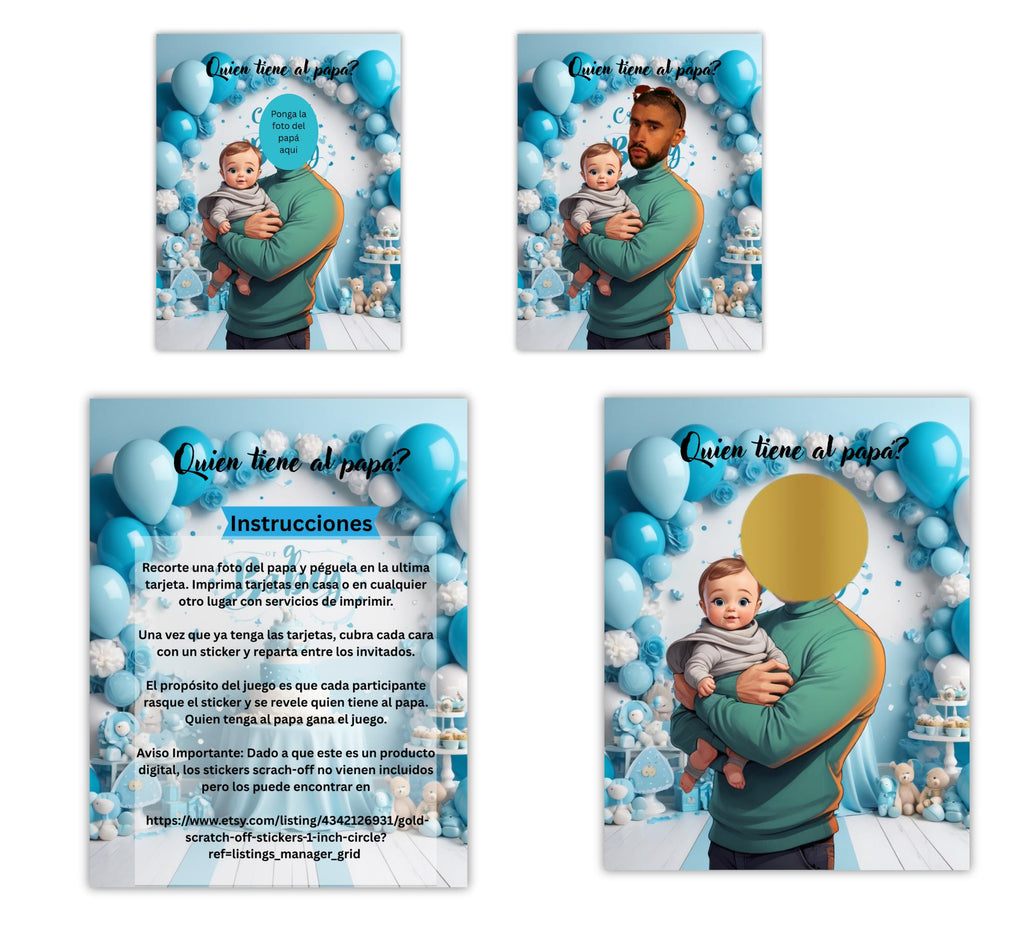 Spanish Baby Shower Game: Quién Tiene al Papá? (PDF Download, Printable Cards)