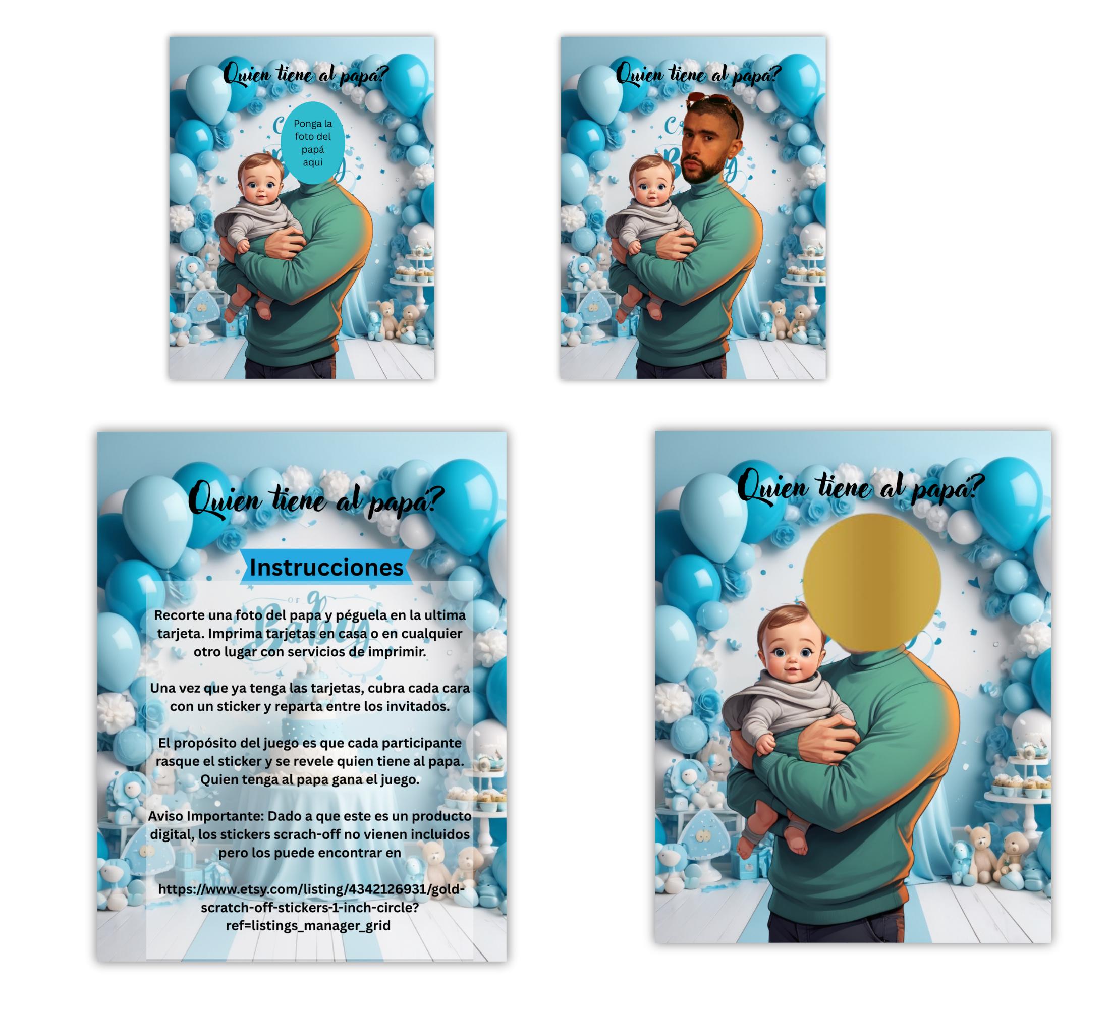 Spanish Baby Shower Game: Quién Tiene al Papá? (PDF Download, Printable Cards)