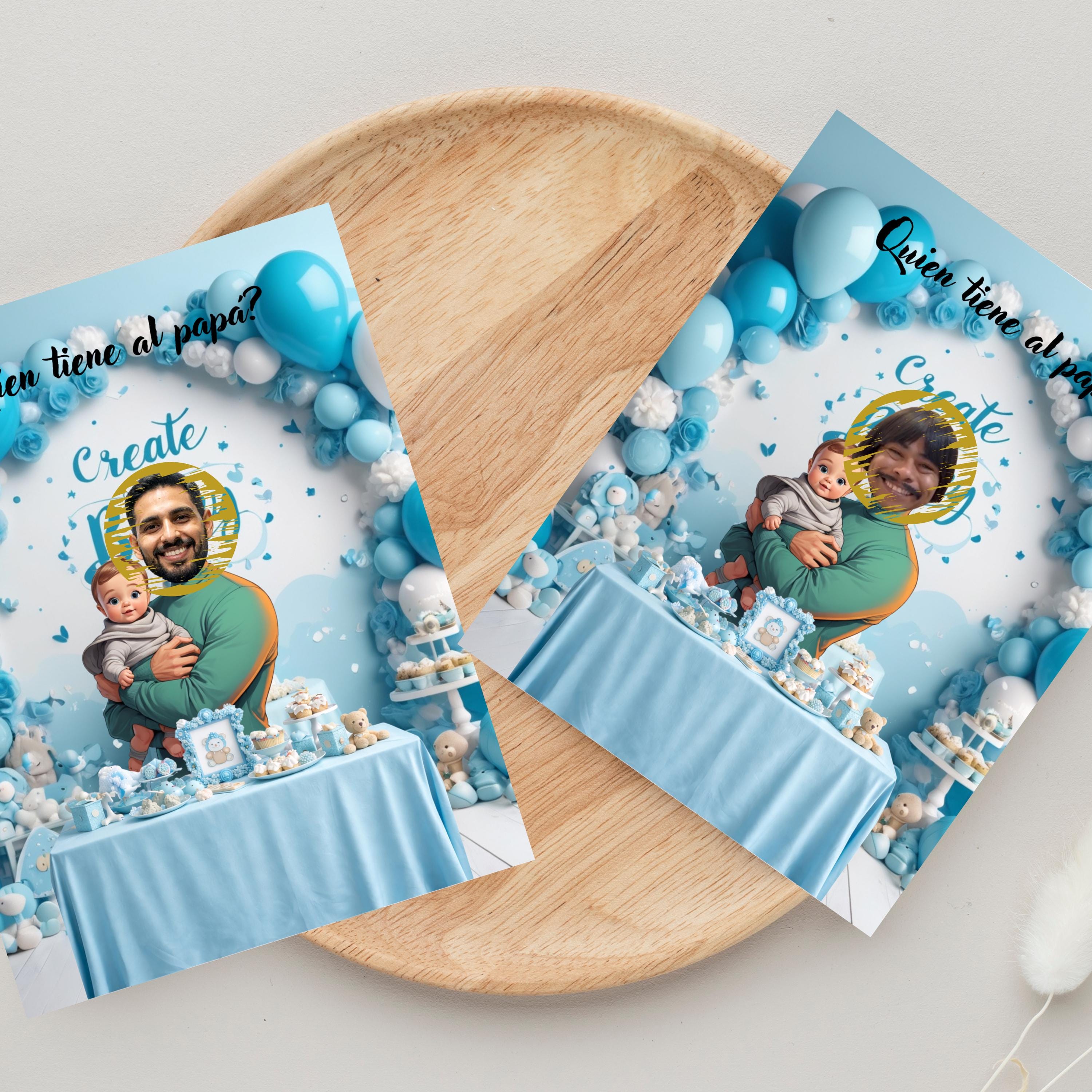 Baby Shower Game, Who Has Dad Spanish Cards, Blue Celebration Cards