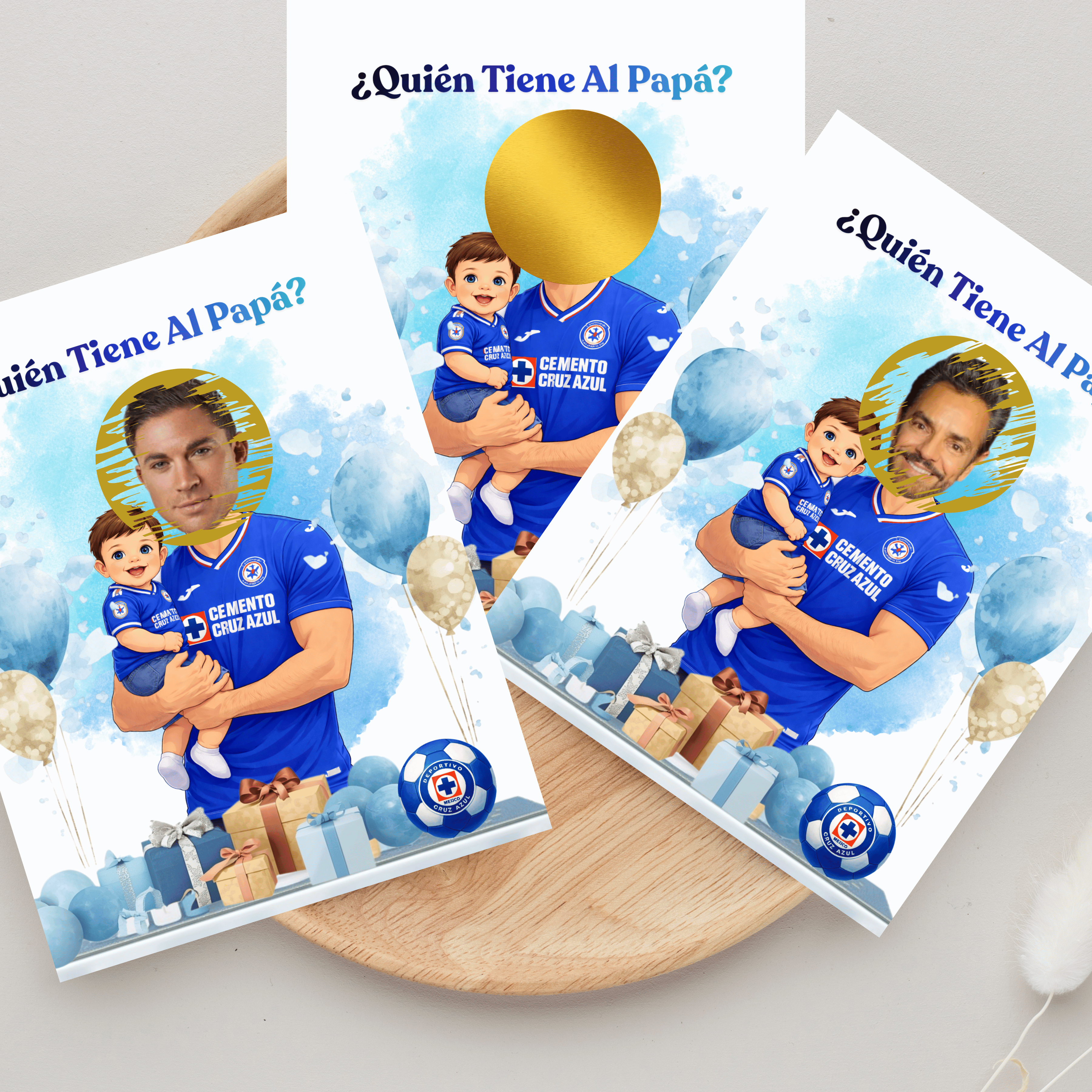 Quien Tiene Al Papá Baby Shower Game, Cruz Azul soccer Jersey Baby Boy Shower Scratch off Cards, Spanish Baby Shower Game