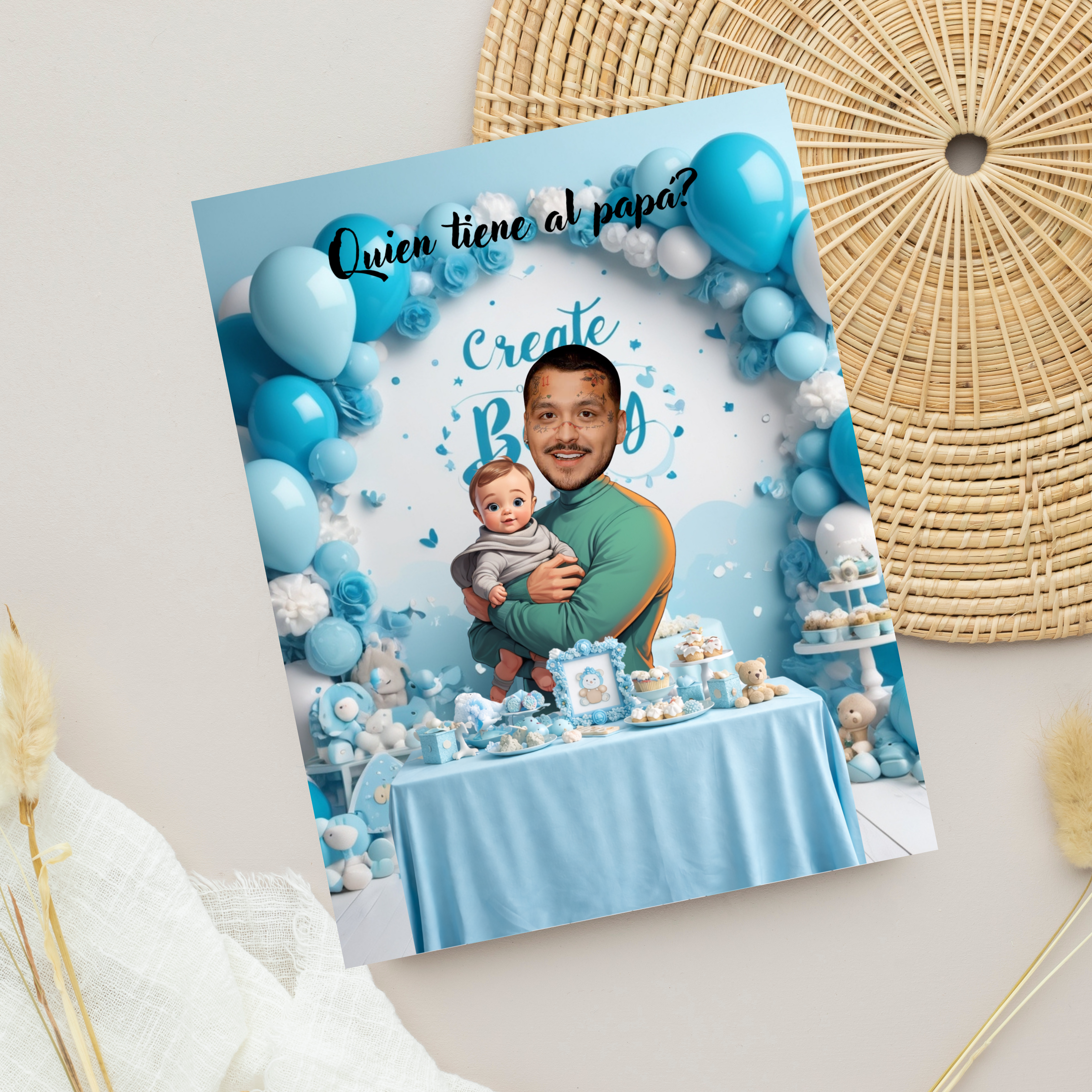 Baby Shower Game, Quien Tiene al Papa Spanish Cards, Blue Celebration Scratch-off Cards