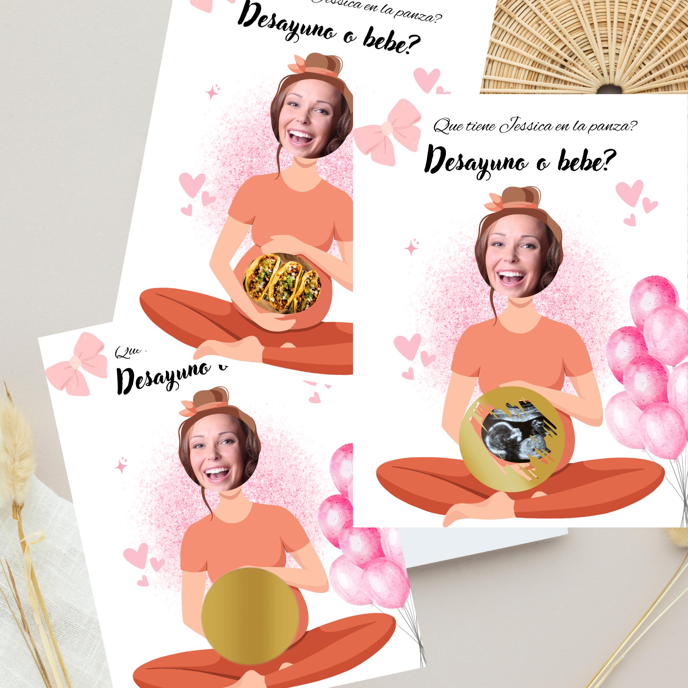 Baby Shower Game, "¿Bebé o Desayuno?" Scratch-Off Cards, Girl Party Game (Digital Download)