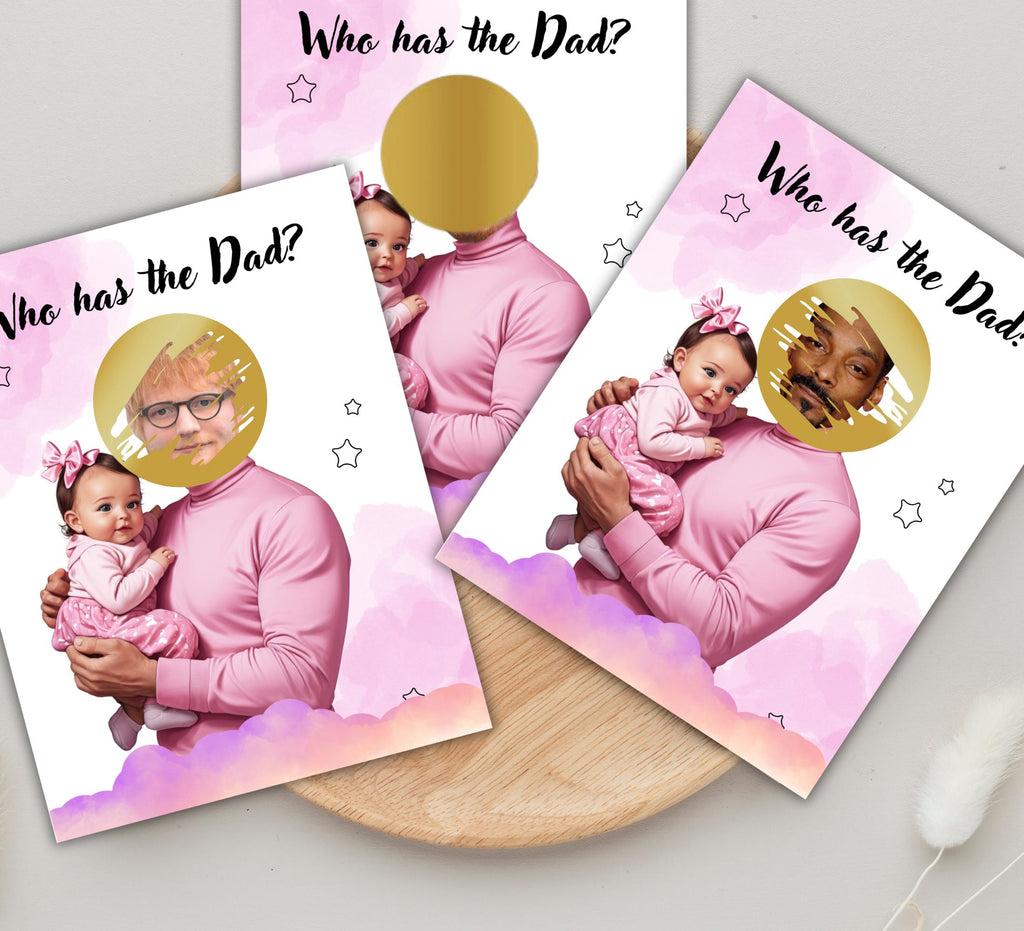Baby Shower Game: Who Has the Dad? - Girl Edition (Printable PDF Cards)