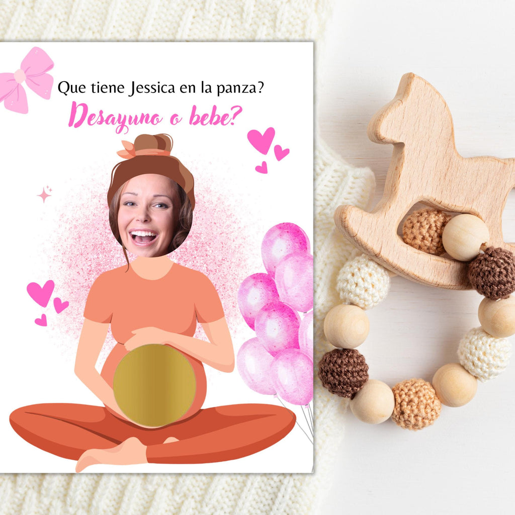 Personalized Spanish Baby Shower Game, Quien Tiene al Bebe Scratch Cards