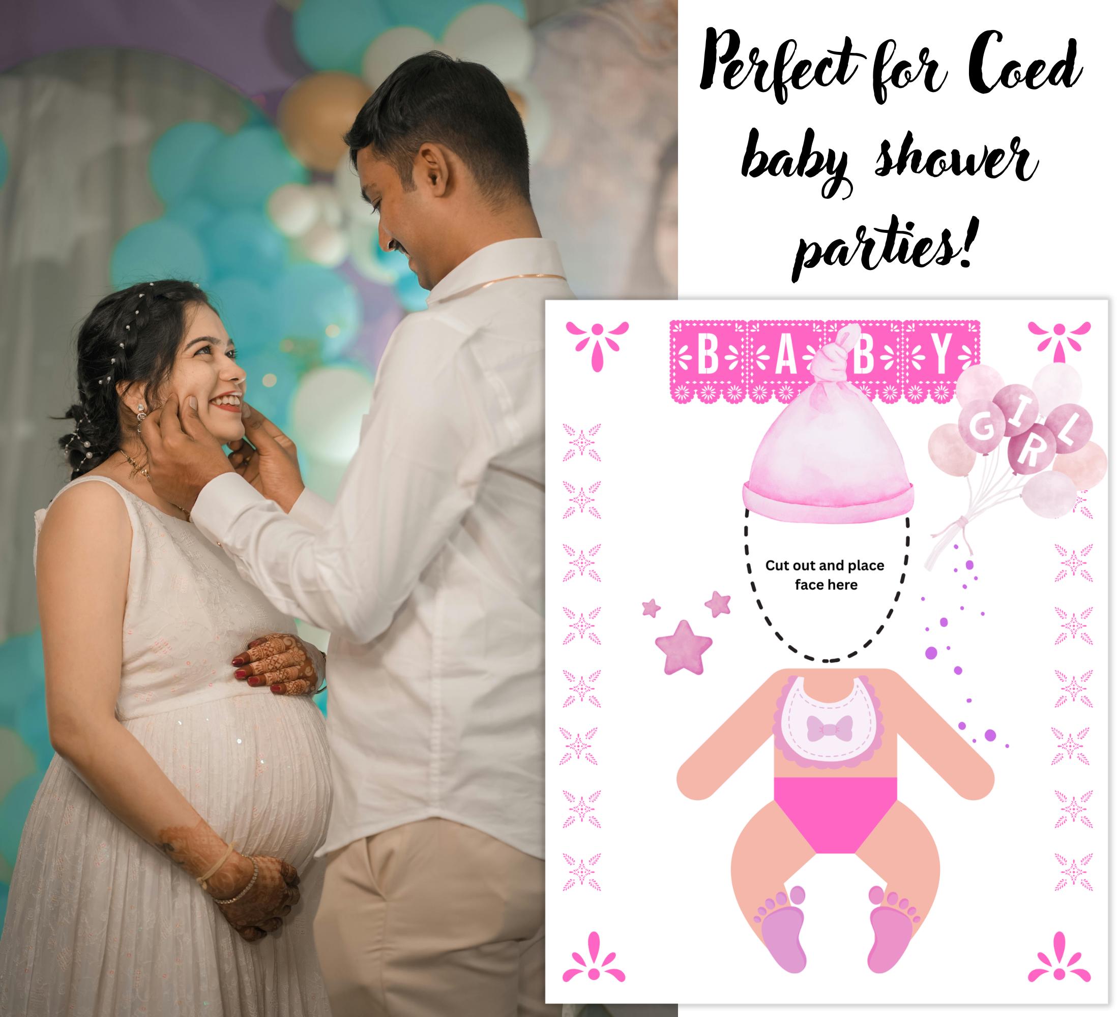 Funny Baby Shower Face Cut Out Game, Feed The Baby Faceless Poster Digital Download