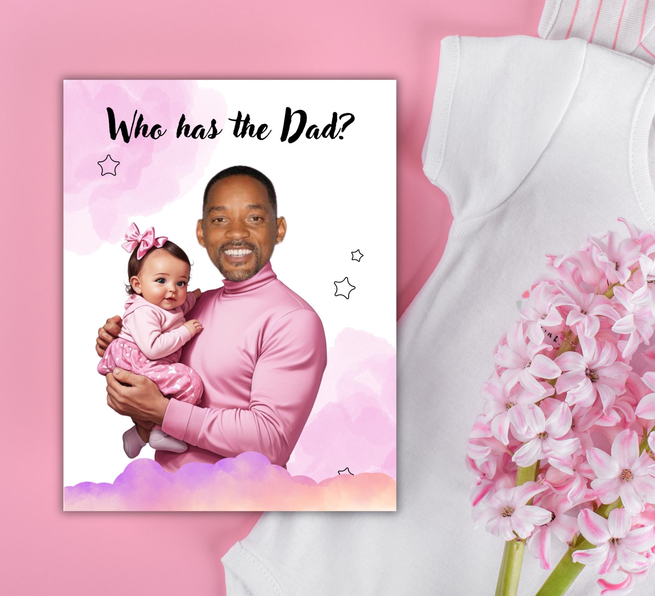 Baby Shower Game: Who Has the Dad? - Girl Edition (Printable PDF Cards)
