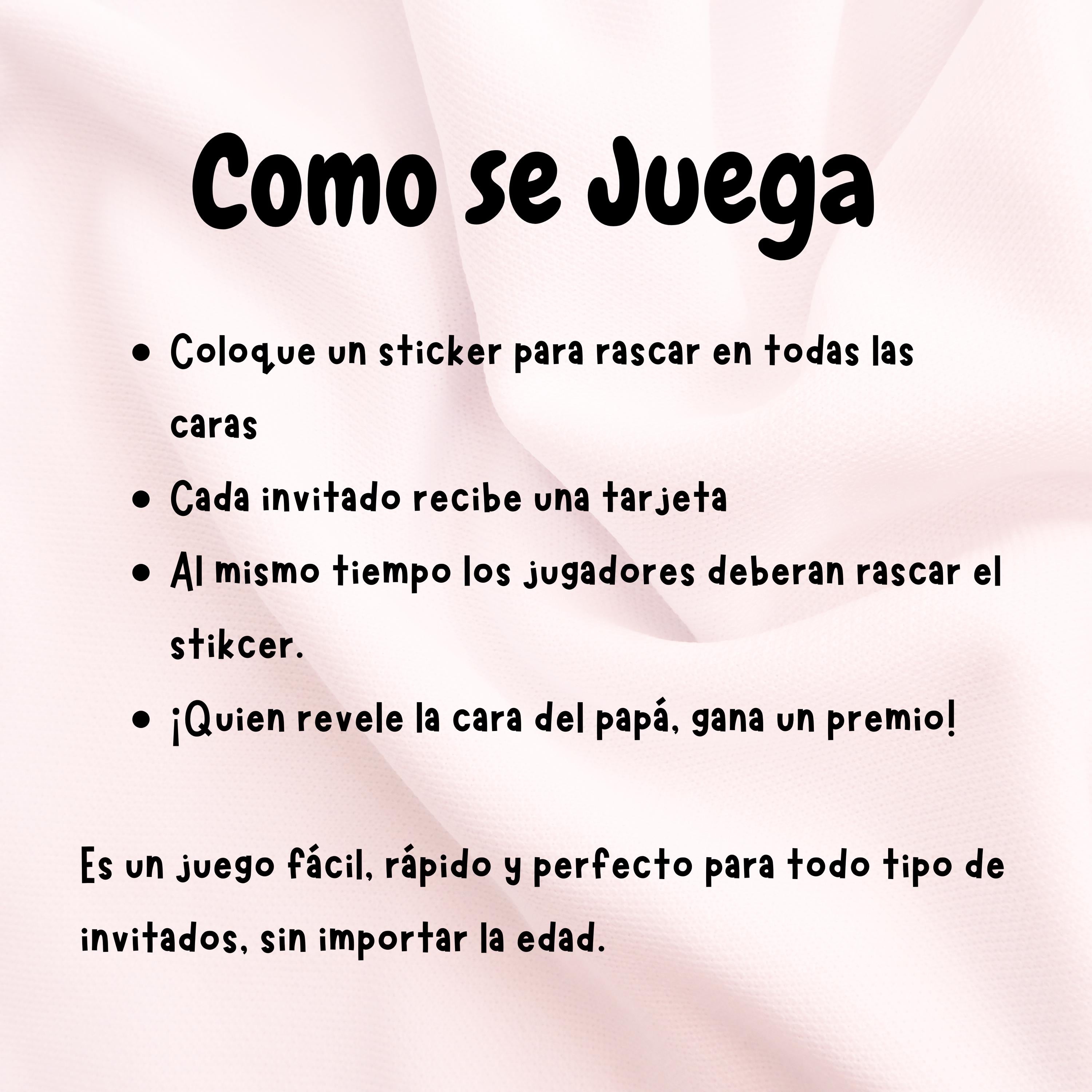 Quien Tiene Al Papa Baby Shower Game, Spanish Pink Scratch-off Cards With Stickers