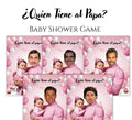 Quien Tiene Al Papa Baby Shower Game, Spanish Pink Scratch-off Cards With Stickers