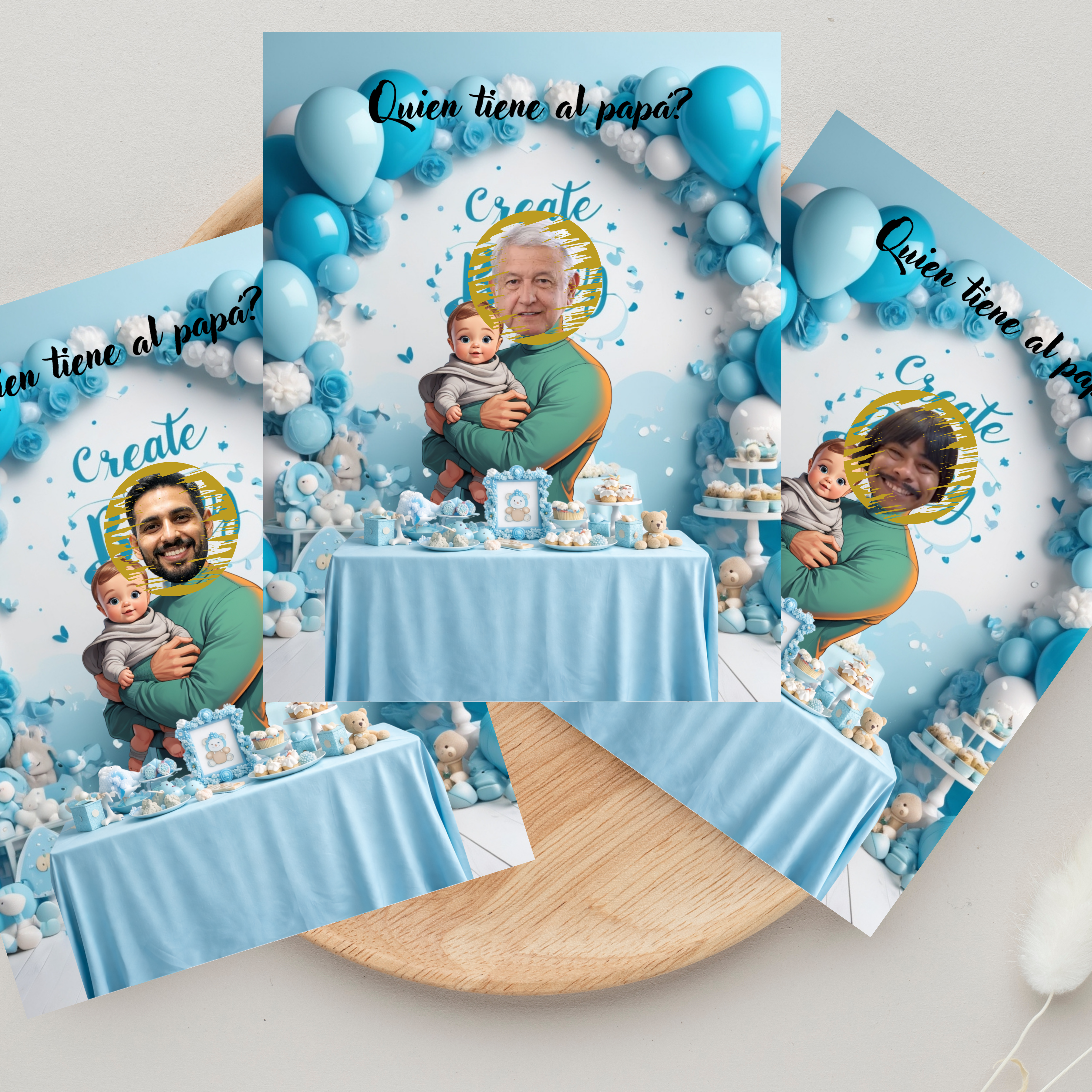 Baby Shower Game, Quien Tiene al Papa Spanish Cards, Blue Celebration Scratch-off Cards