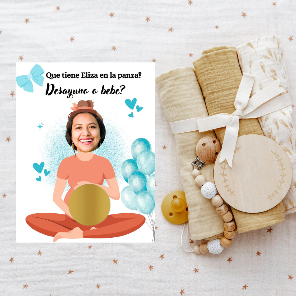 Baby Shower Game, "¿Desayuno o Bebé?" Scratch-off Cards