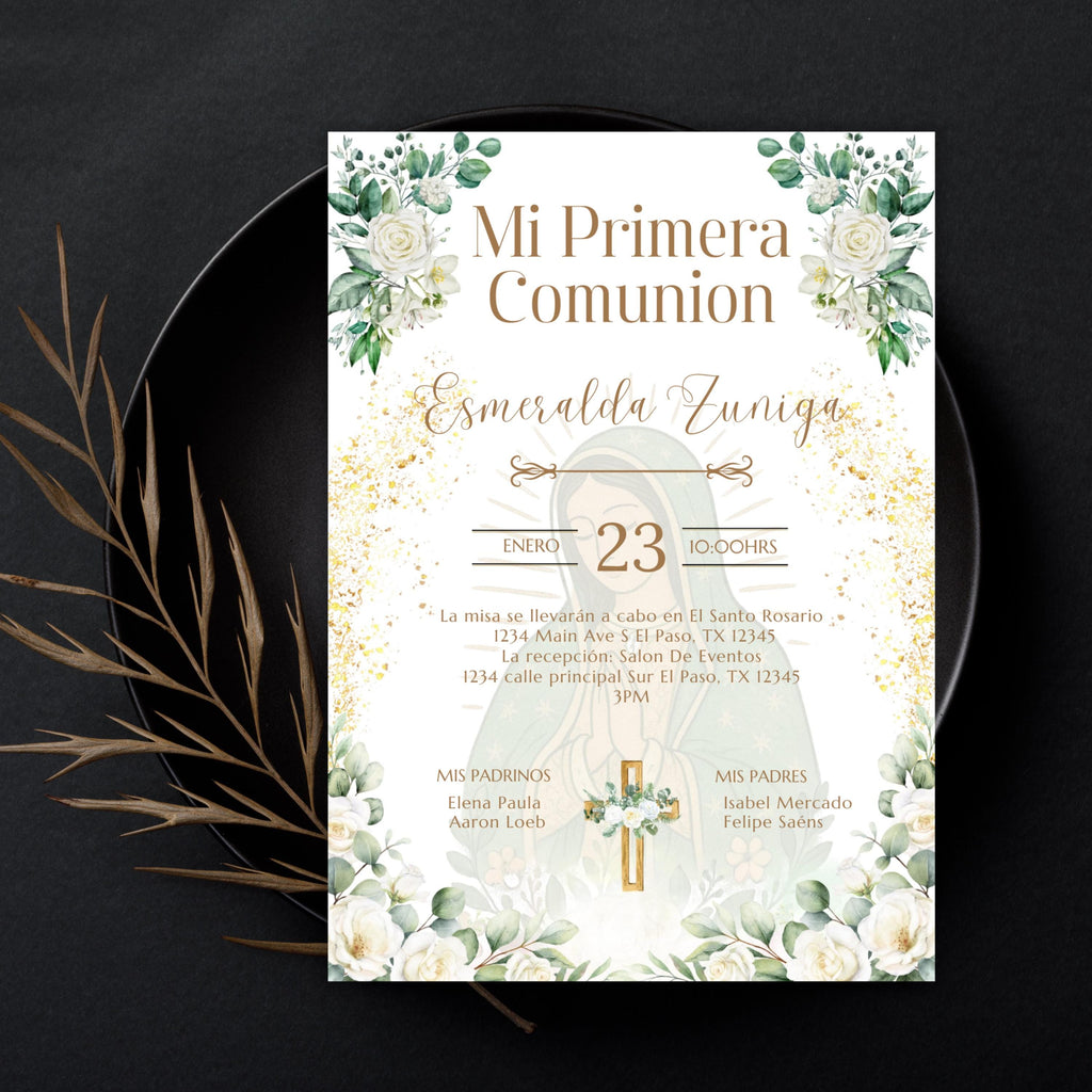 Virgen de Guadalupe Baptism/Communion Invitation (Editable Digital)