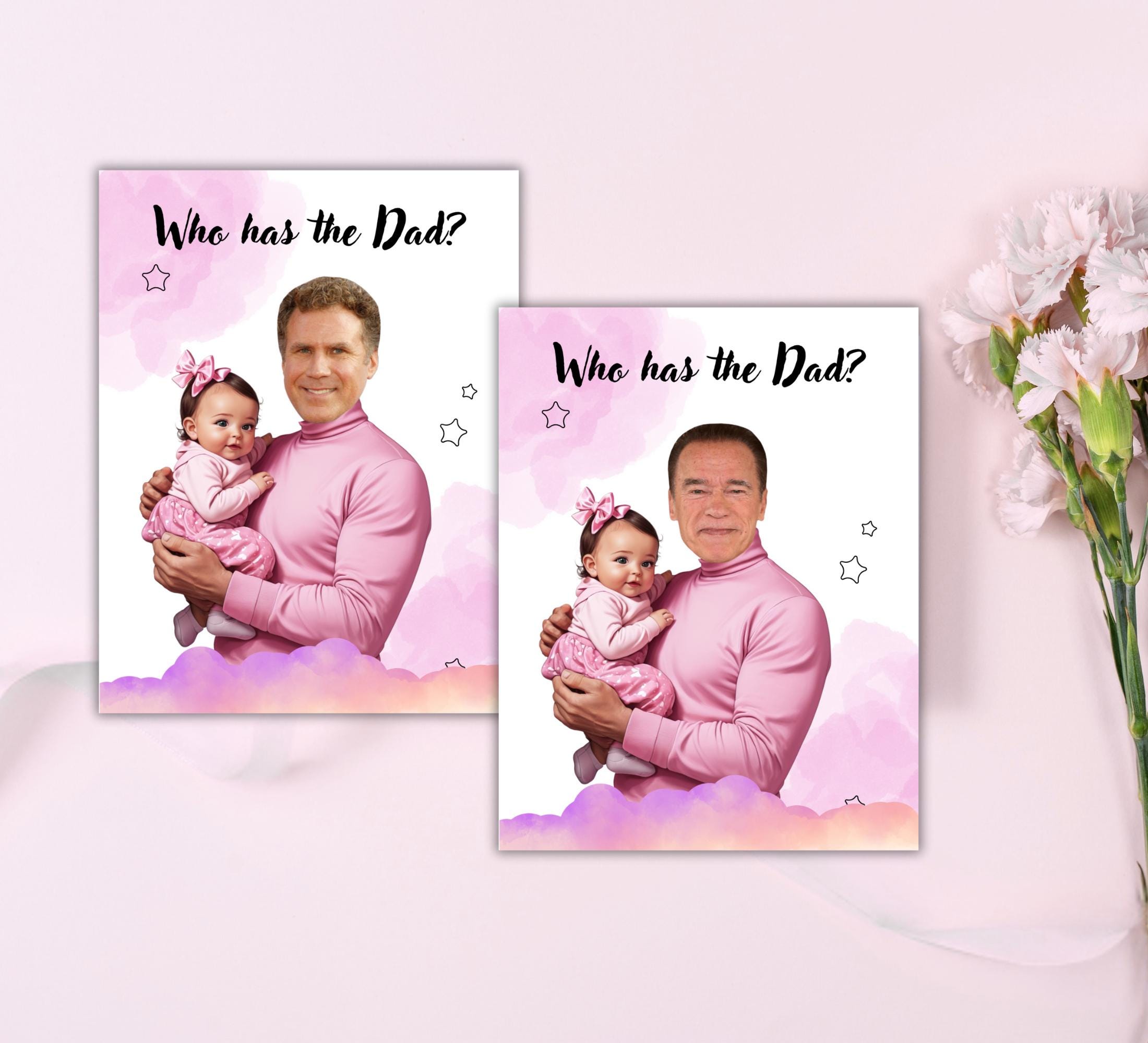 Baby Shower Game: Who Has the Dad? - Girl Edition (Printable PDF Cards)