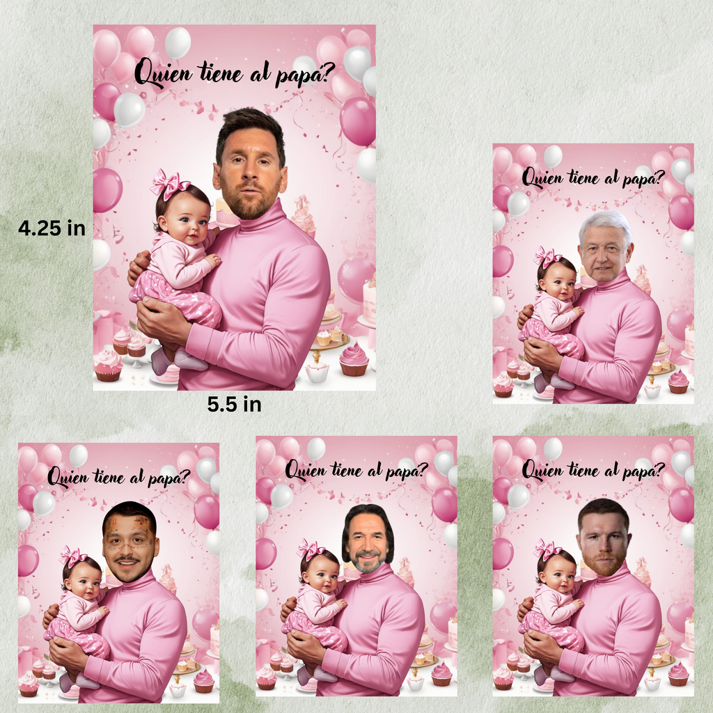 Quien Tiene Al Papa Baby Shower Game, Spanish Pink Scratch-off Cards With Stickers
