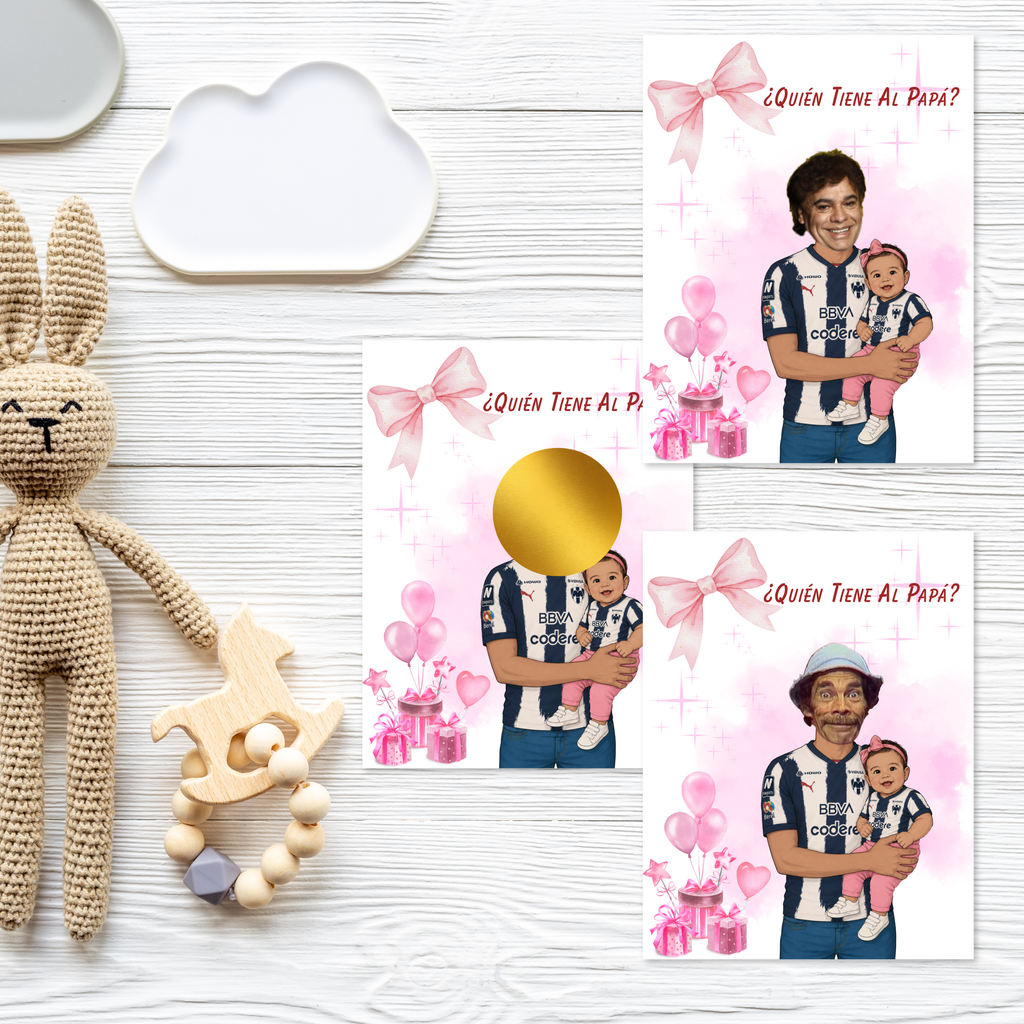 Baby Shower Game Quien Tiene Al Papá? Los Rayados Baby Daddy Personalized Cards, Who Has The Dad Spanish Baby Shower Game